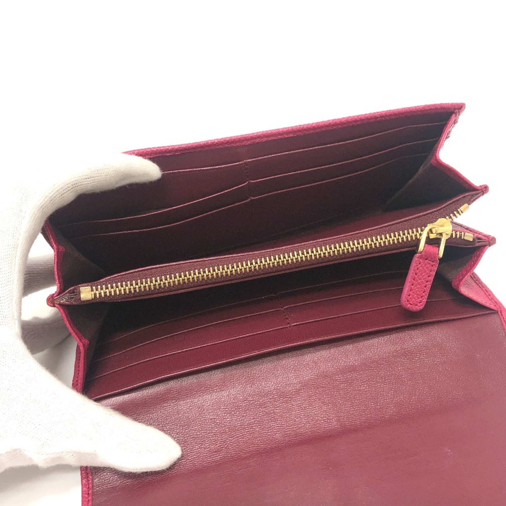 Bvlgari Red Color Leather Wallet (Bi-Fold) (Pre-Owned)