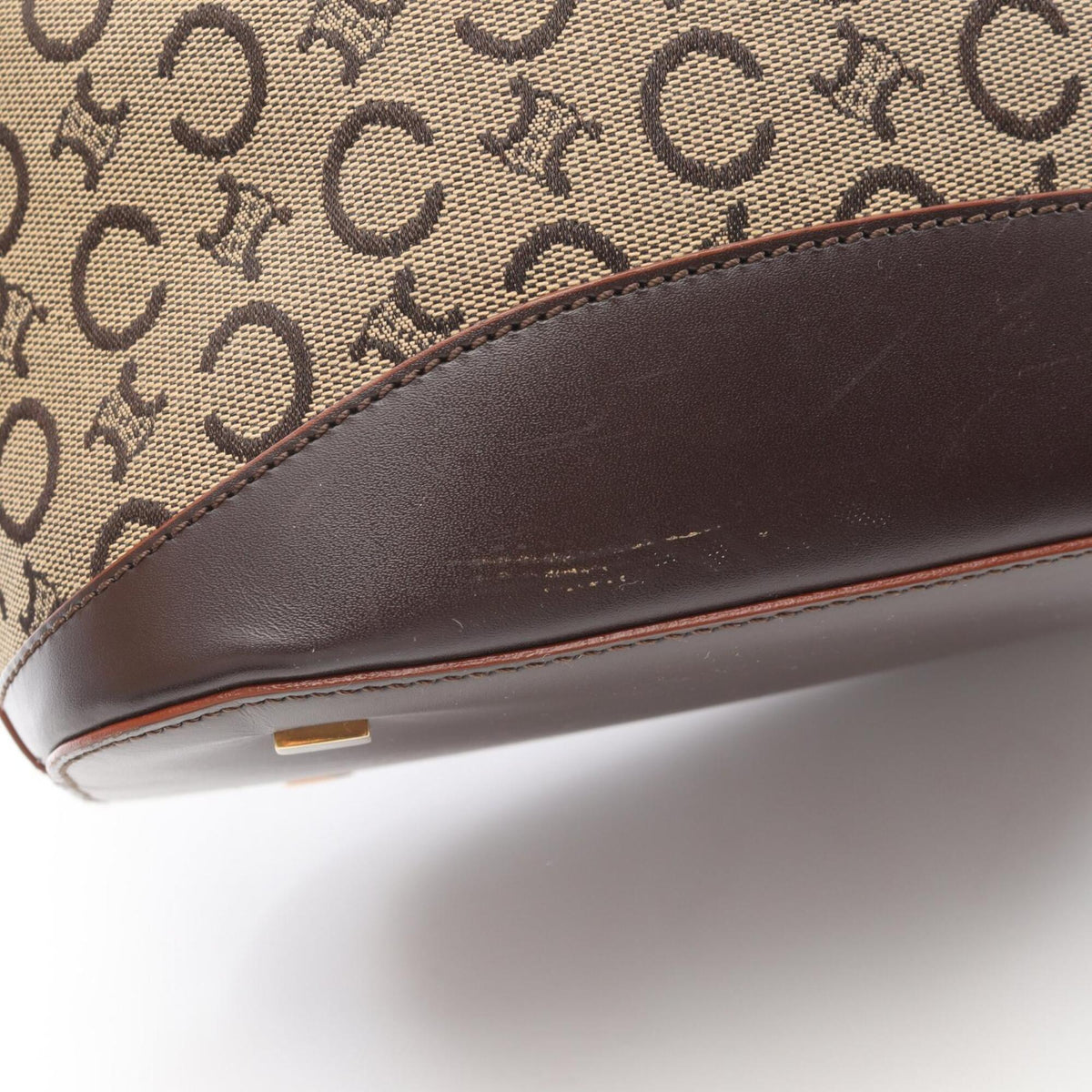 Celine Beige Brown Canvas Leather Handbag Shoulder Bag (Pre-Owned)