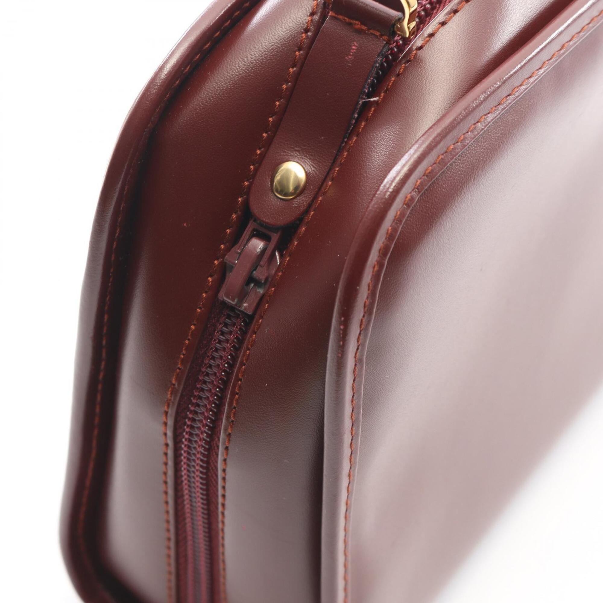 Cartier Bordeaux Leather Clutch Bag Handbag (Pre-Owned)