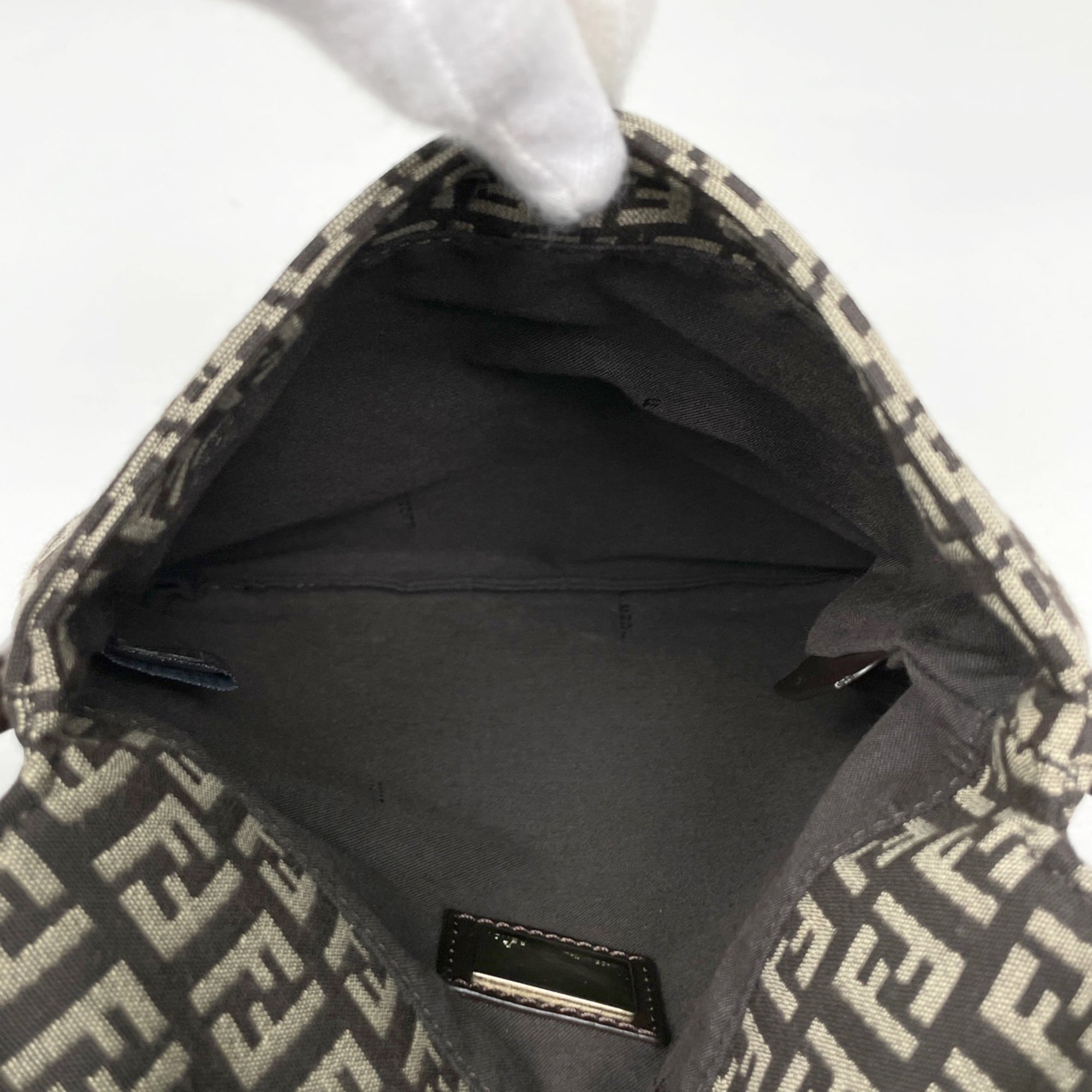 Fendi Zucchino Brown Canvas Leather Shoulder Bag (Pre-Owned)