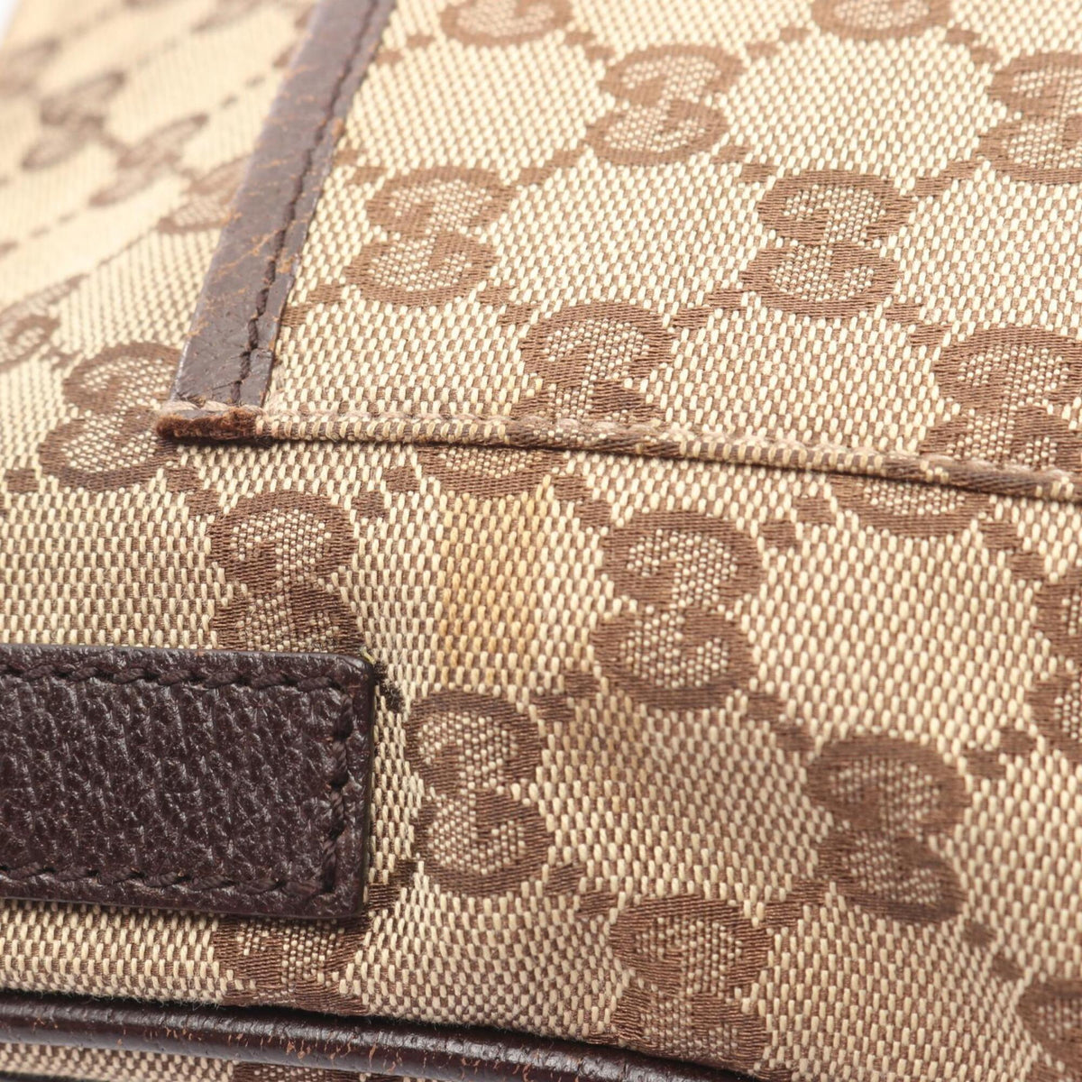 Gucci Beige Brown Canvas Handbag Shoulder Bag (Pre-Owned)