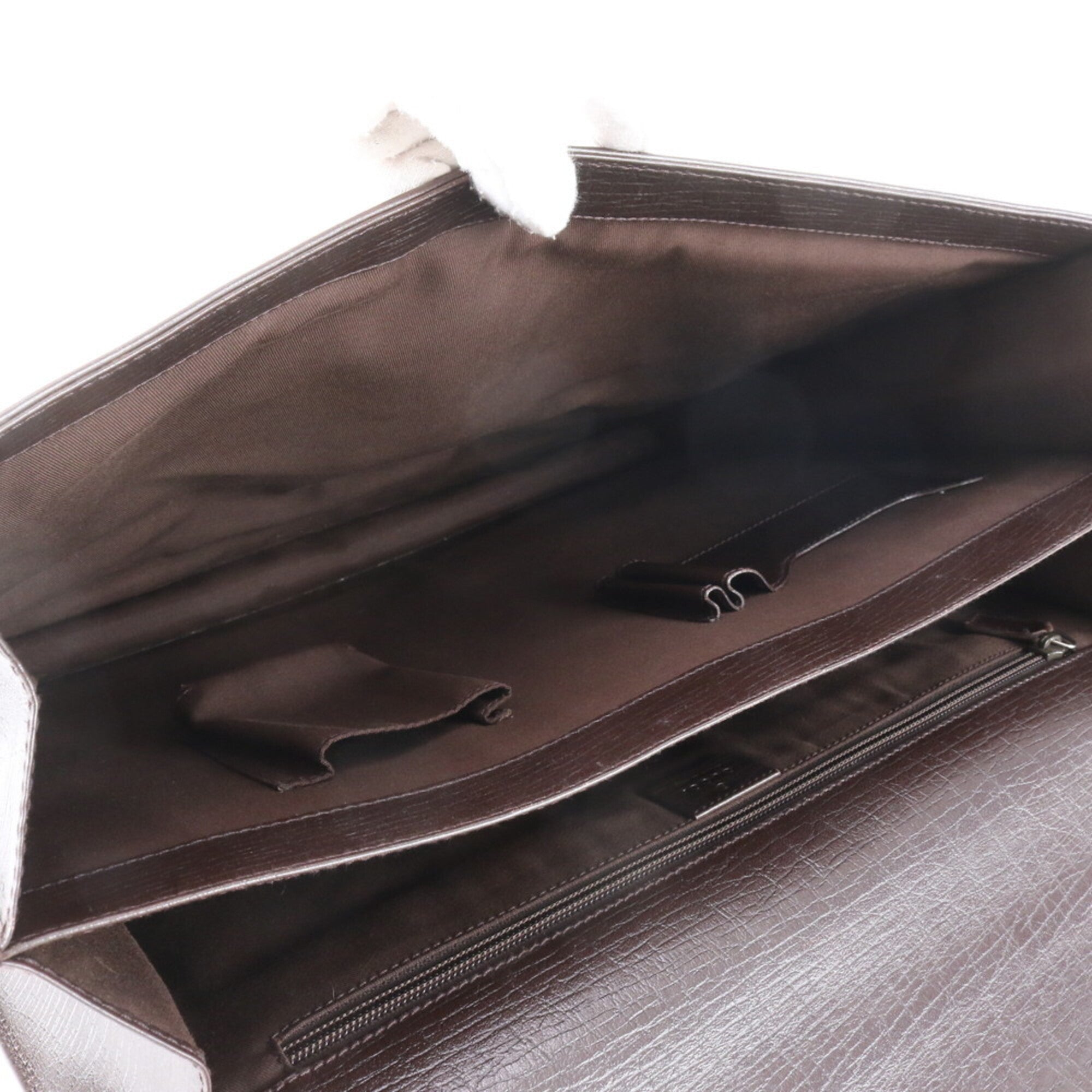Gucci Brown Dark Brown Leather Briefcase Handbag Tote Bag (Pre-Owned)