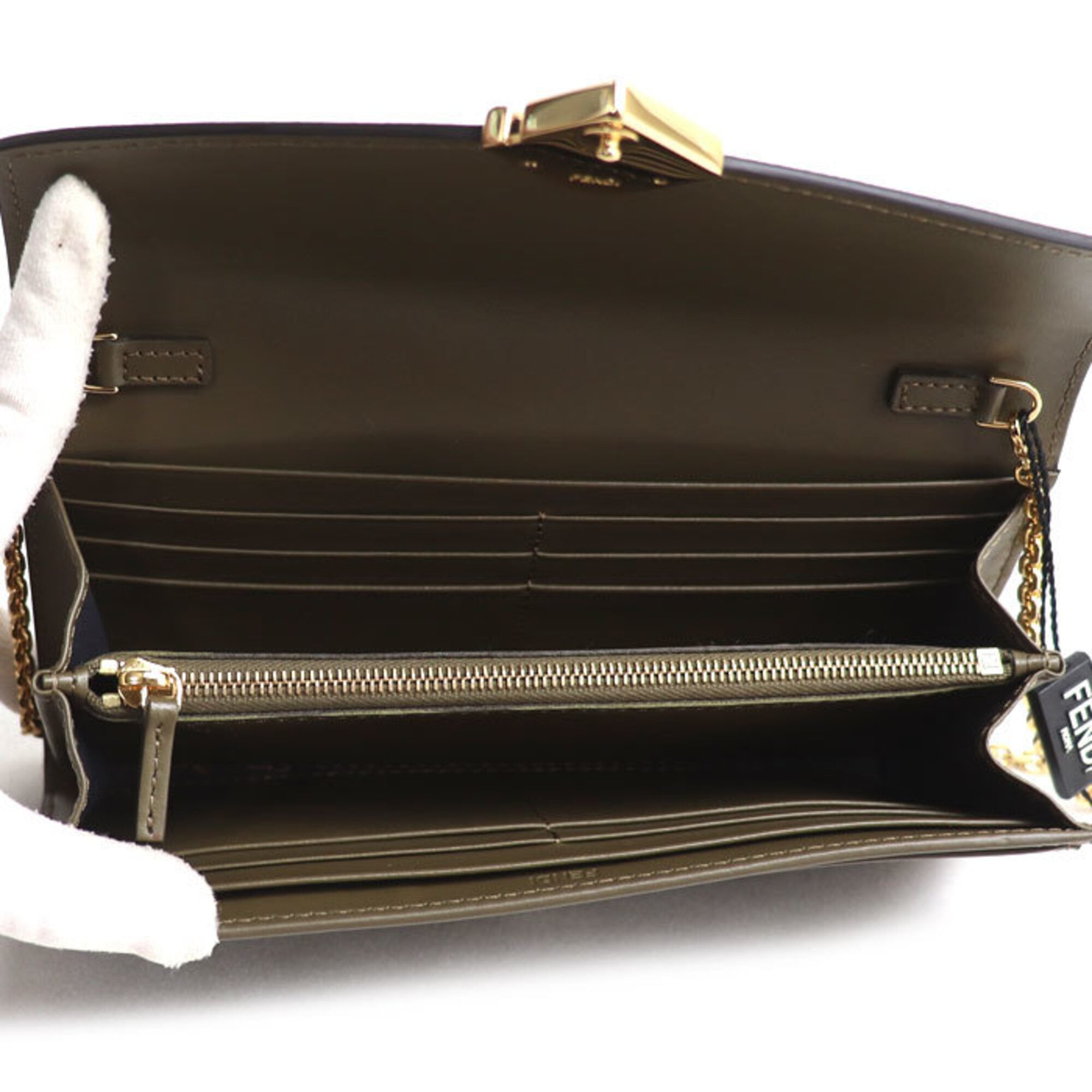 Fendi Gold Leather Chain/Shoulder Wallet (Pre-Owned)