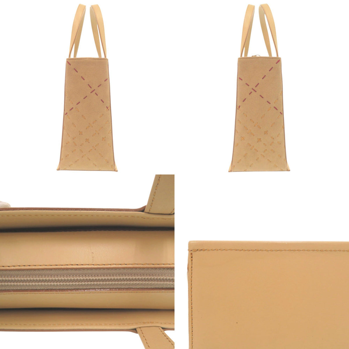Burberry Beige Bordeaux Leather Handbag (Pre-Owned)