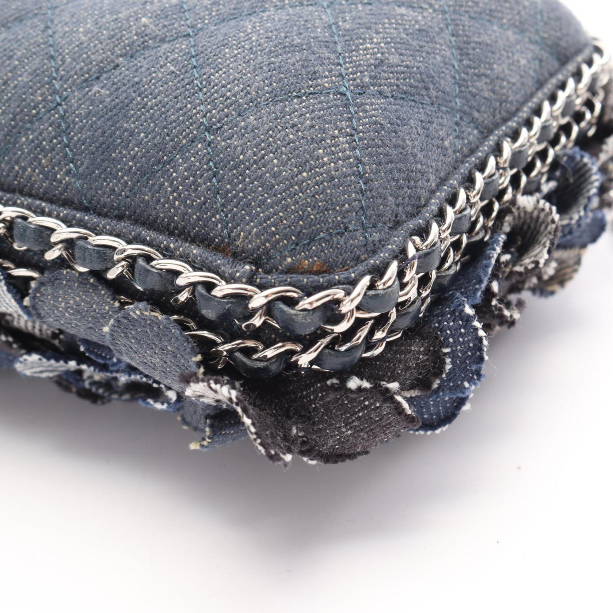 Chanel Camellia Black Navy Denim Handbag Shoulder Bag (Pre-Owned)