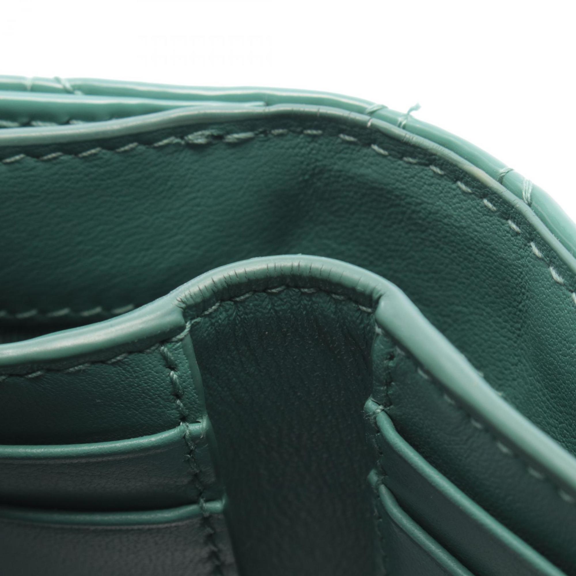 Christian Dior Green Patent Leather Wallet (Tri-Fold) (Pre-Owned)