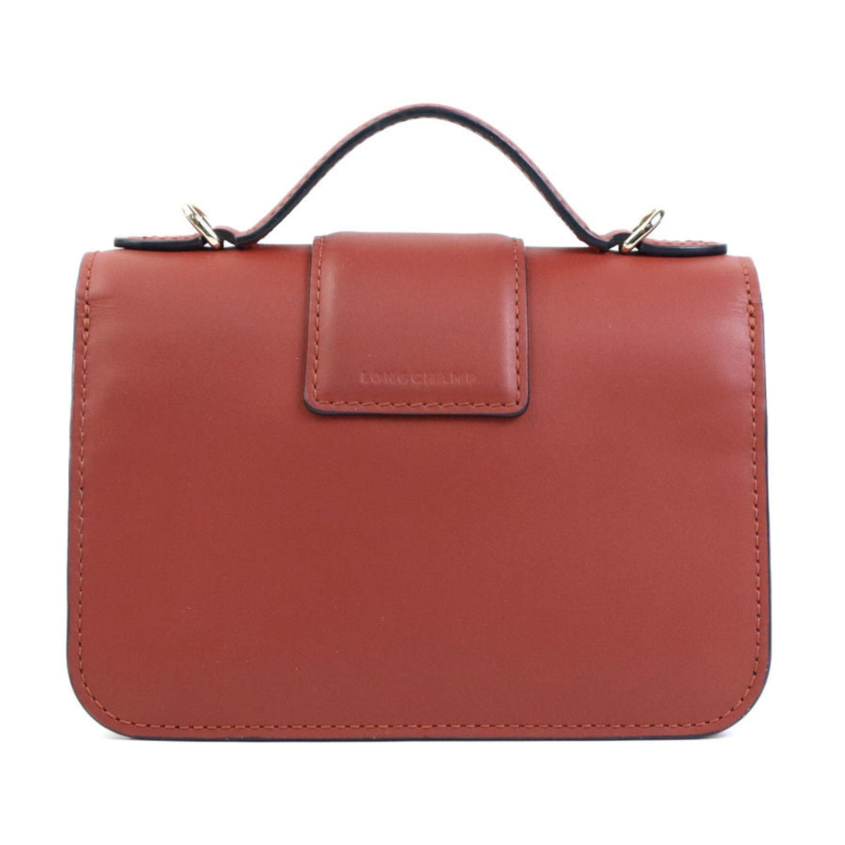 Longchamp Red Brown Leather Shoulder Bag (Pre-Owned)