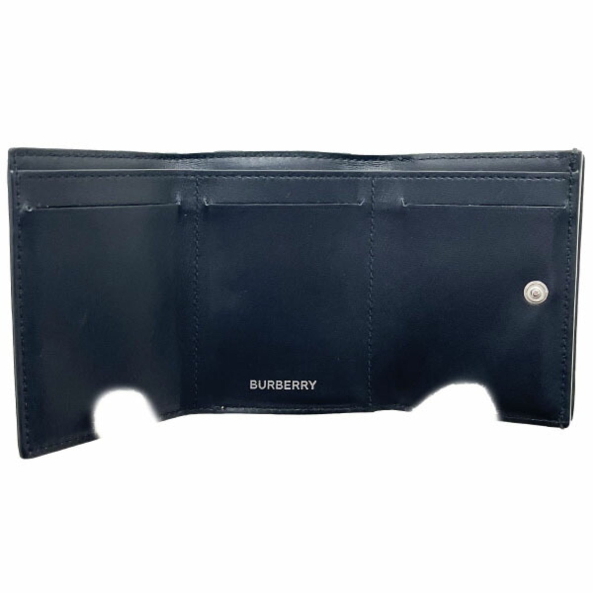Burberry Beige Black Pvc Leather Wallet (Tri-Fold) (Pre-Owned)