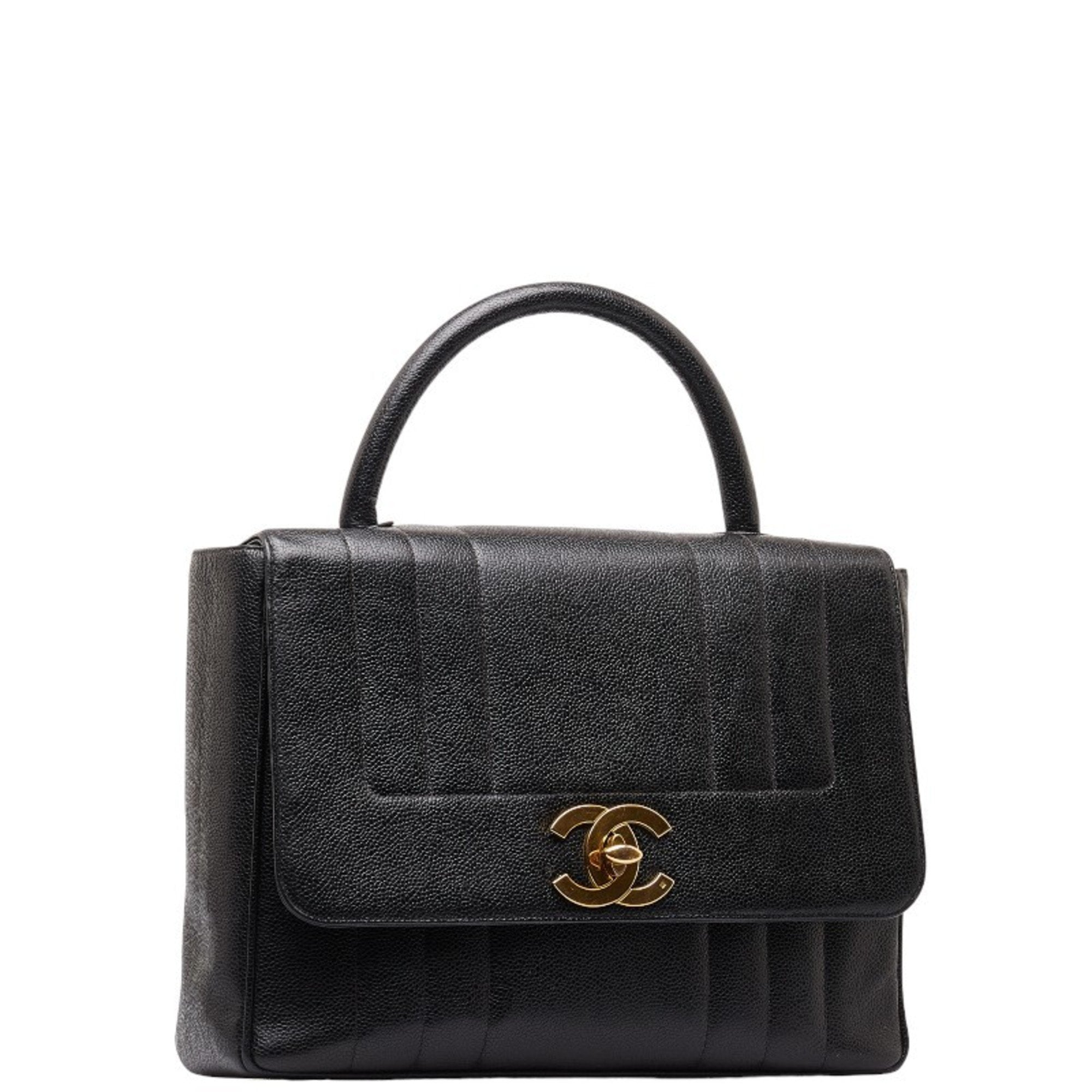 Chanel Black Caviar Leather Handbag (Pre-Owned)