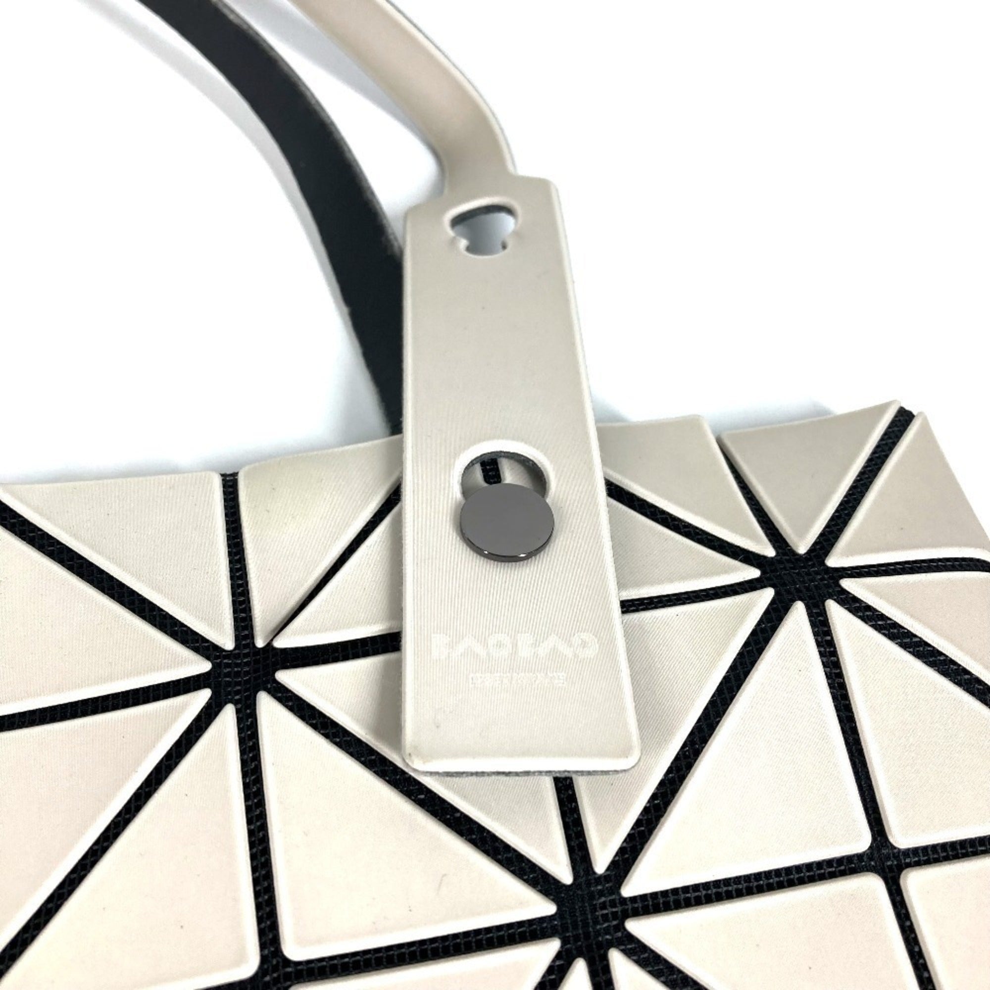 Issey Miyake Beige Black Leather Pvc Shoulder Bag Tote Bag (Pre-Owned)