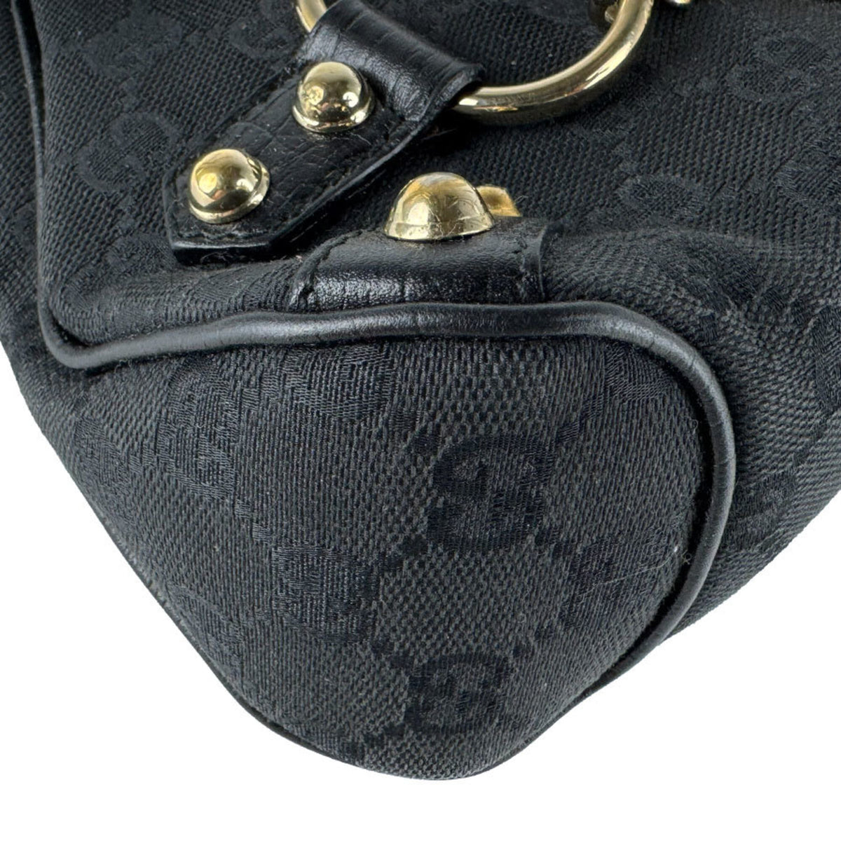 Gucci Black Gg Canvas Leather Handbag (Pre-Owned)