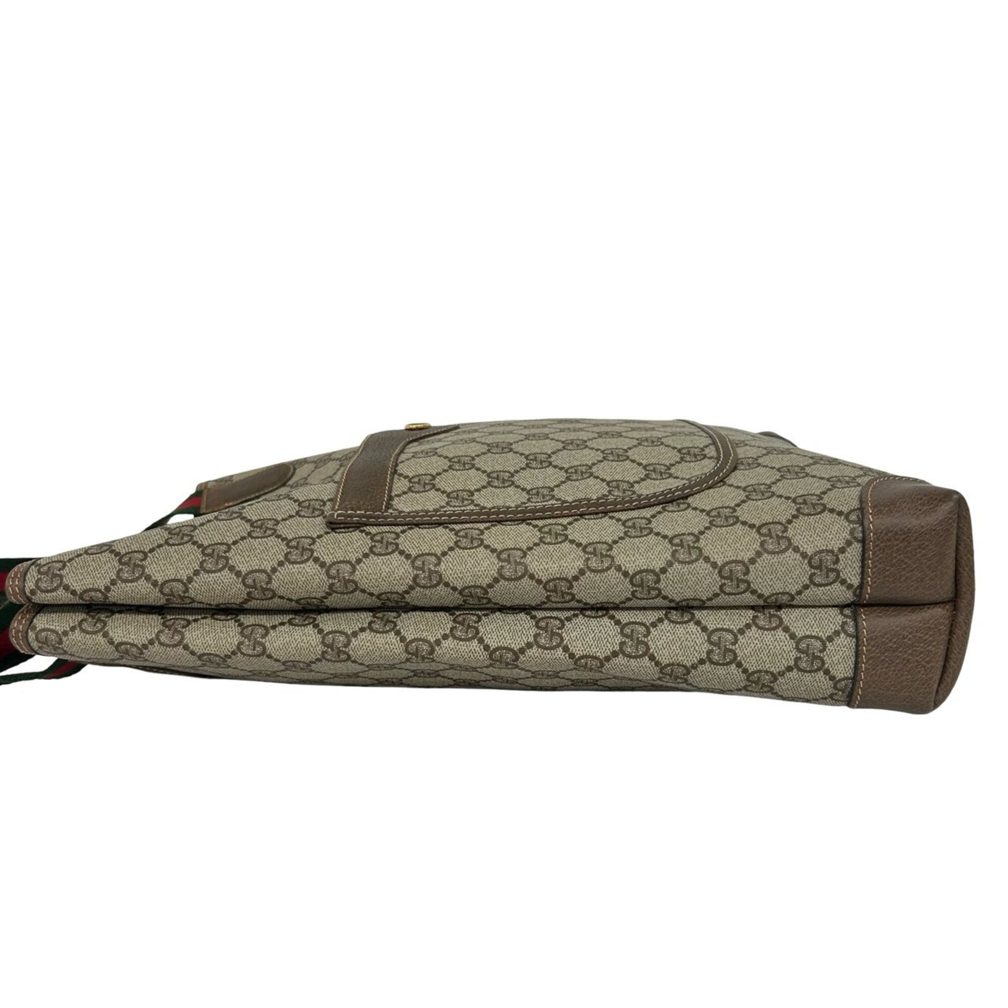Gucci Brown Green Red Color Pvc Leather Handbag Tote Bag (Pre-Owned)