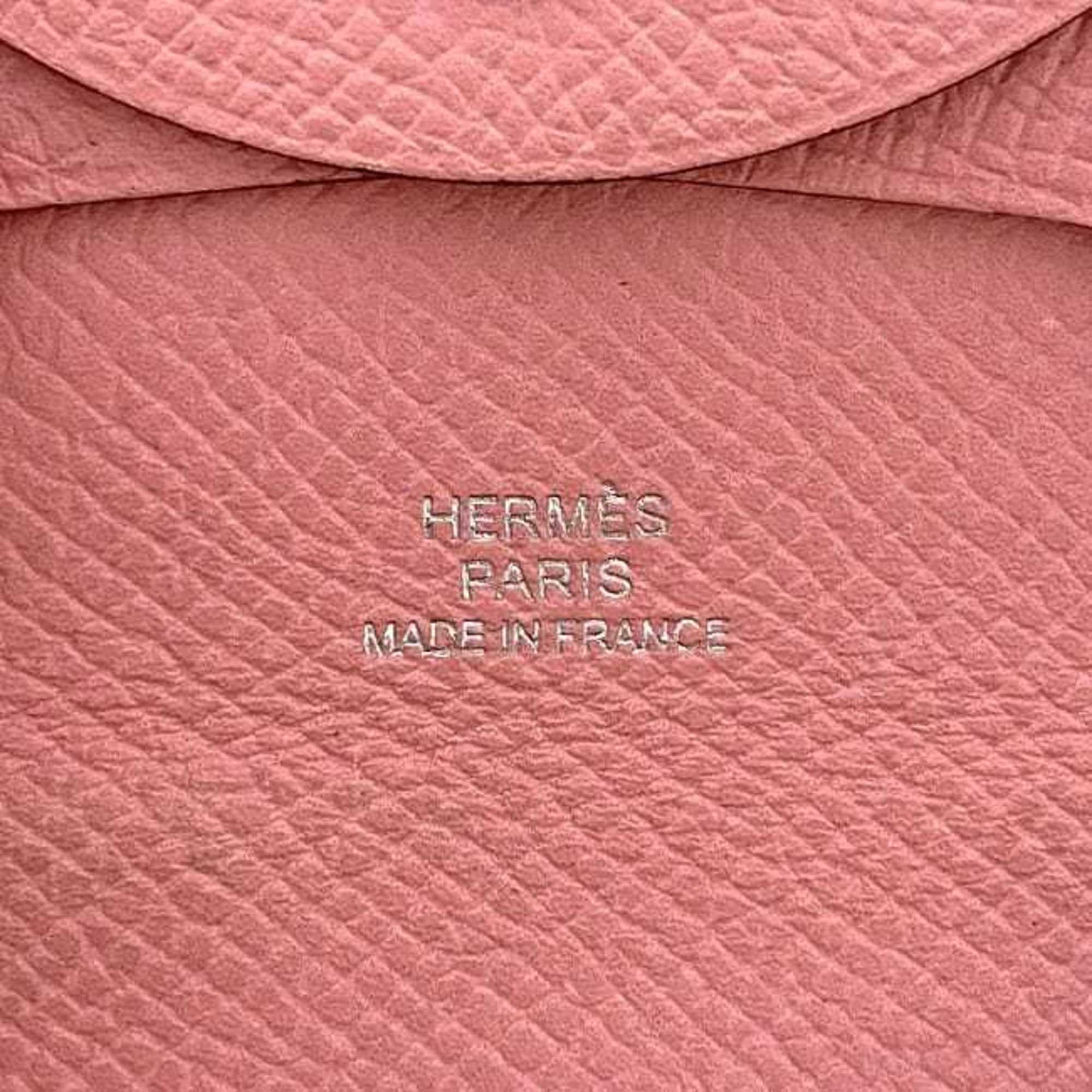 Hermes Pink Leather Togo Leather Coin Purse/Coin Case (Pre-Owned)