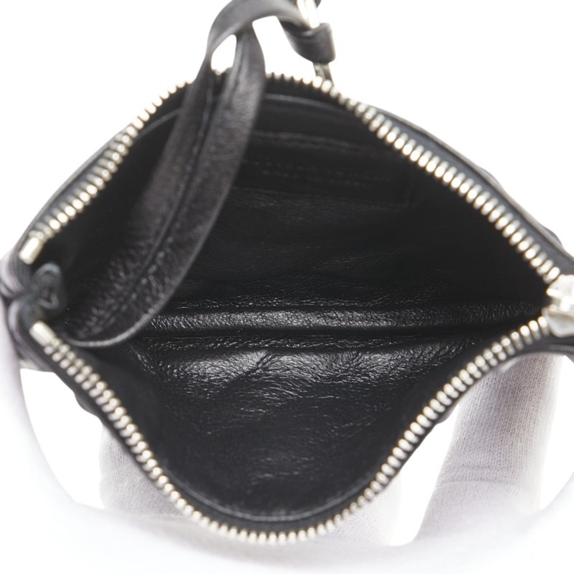 Bottega Veneta Black Leather Coin Purse/Coin Case (Pre-Owned)