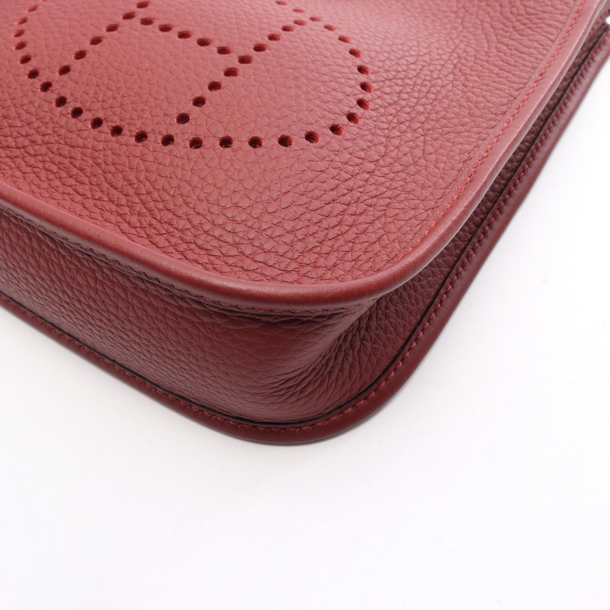 Hermes Bordeaux Rouge H Taurillon Clemence Leather Handbag Shoulder Bag (Pre-Owned)