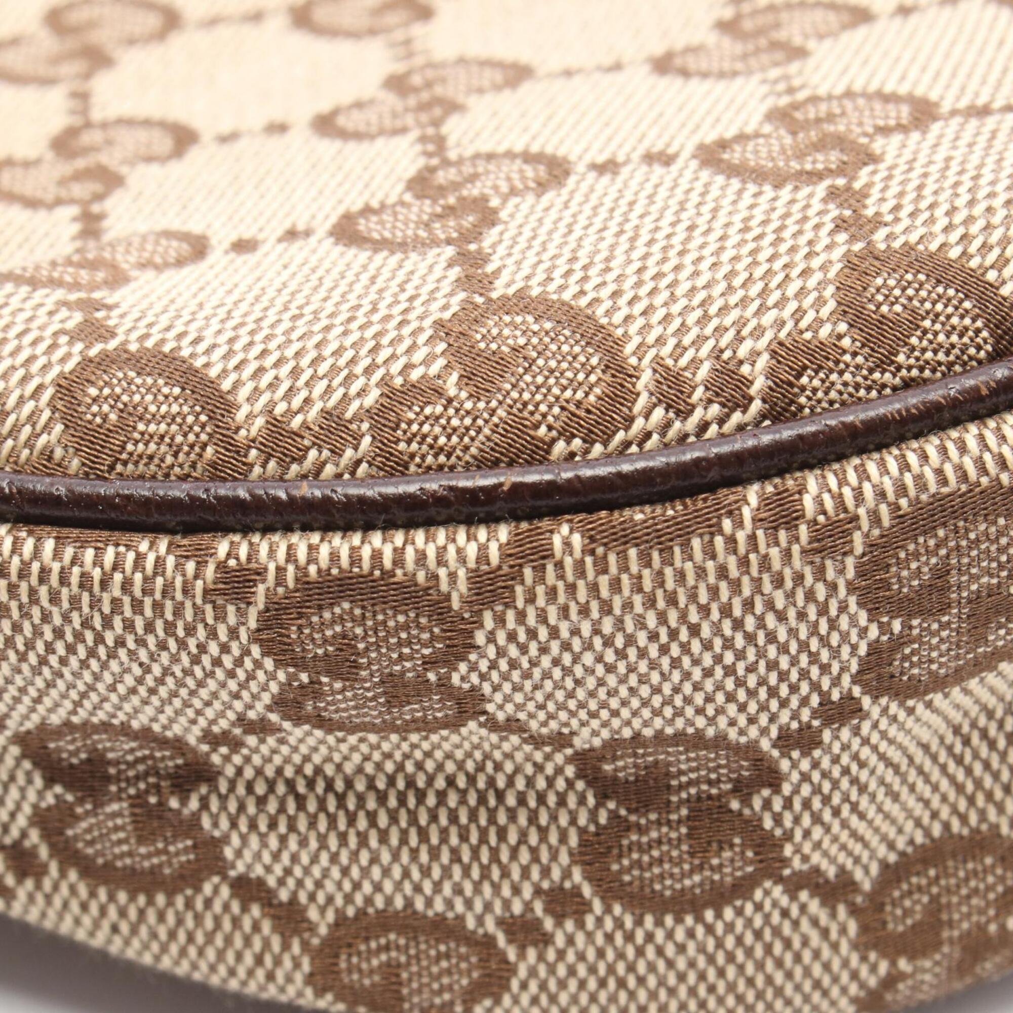 Gucci Beige Brown Canvas Leather Handbag Shoulder Bag (Pre-Owned)