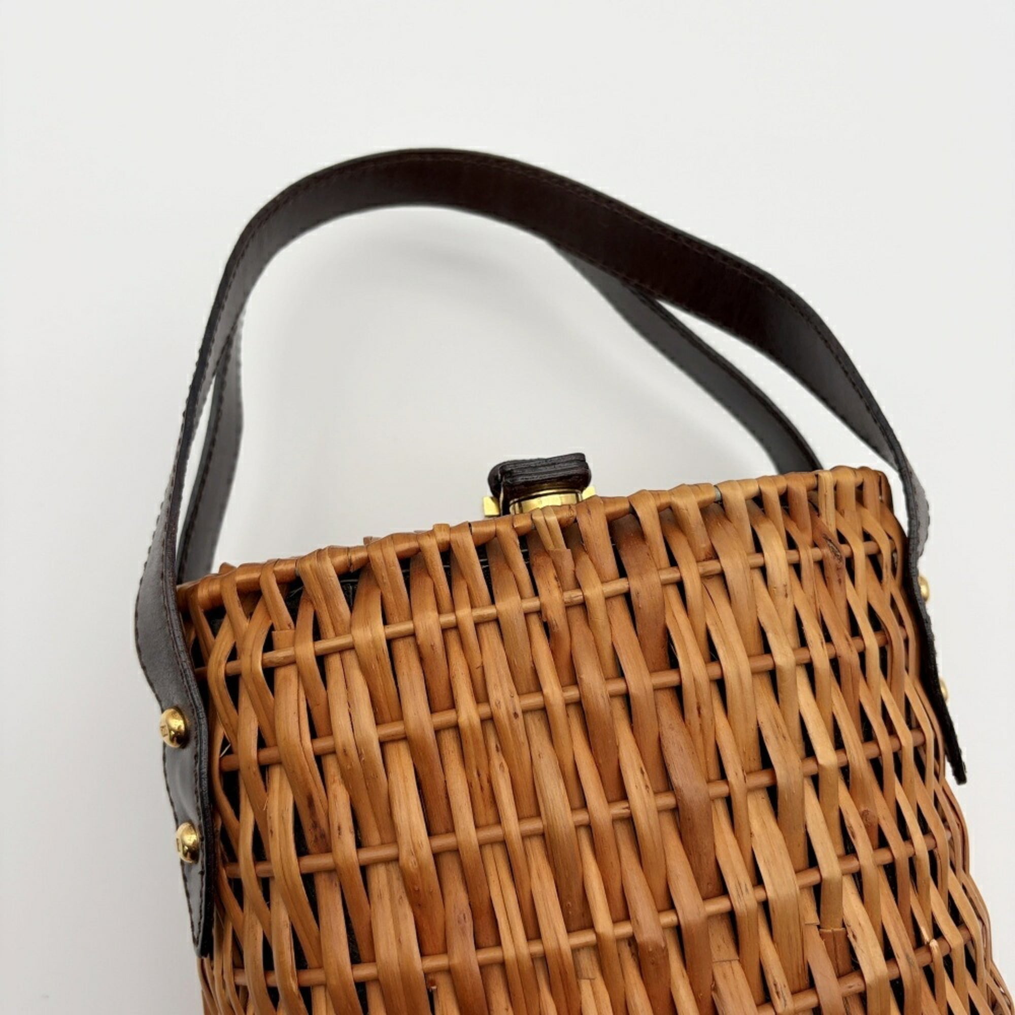 Fendi Brown Dark Brown Wisteria Vine Leather Basket (Pre-Owned)