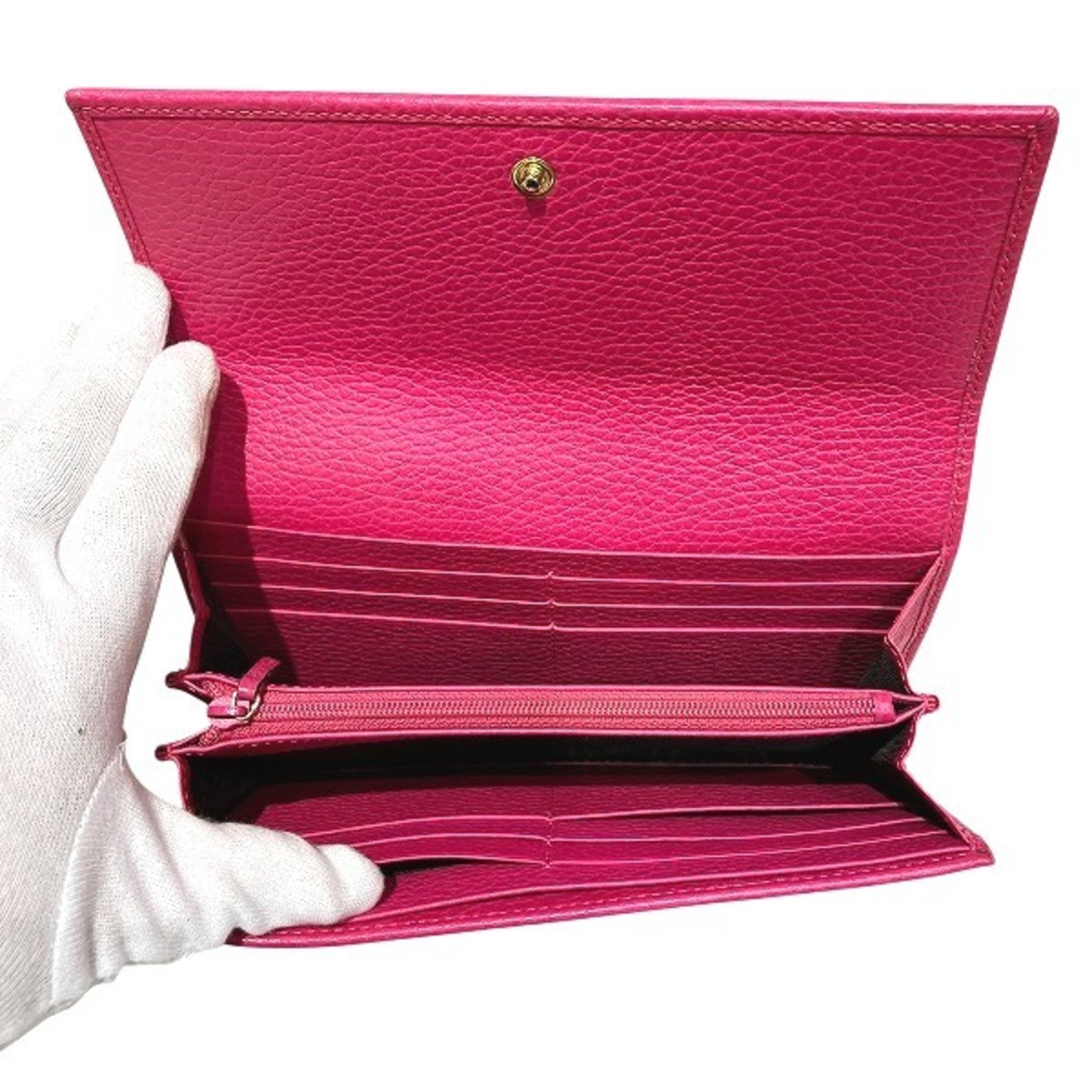 Gucci Pink Leather Long Wallet (Bi-Fold) (Pre-Owned)