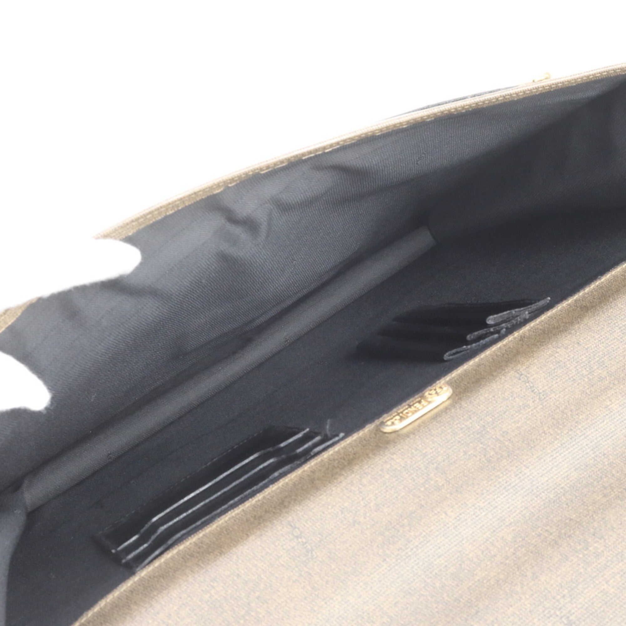 Fendi Black Brown Leather Coated Canvas Briefcase Tote Bag (Pre-Owned)