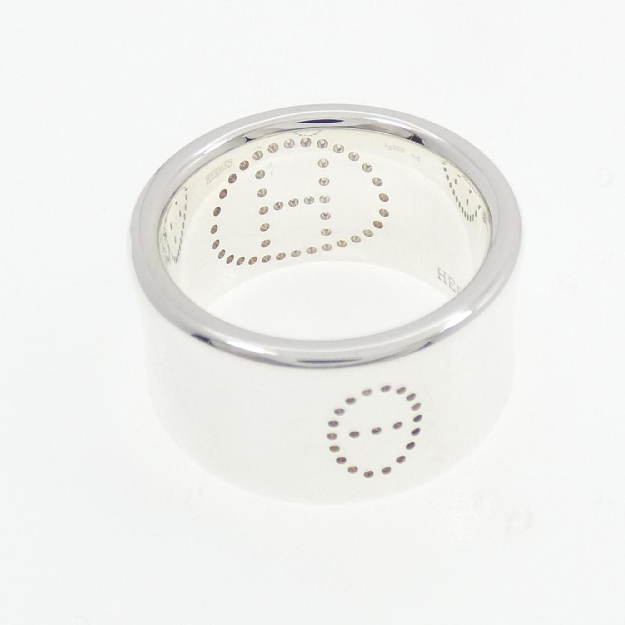 Hermes Silver Silver 925 Band Ring (Pre-Owned)