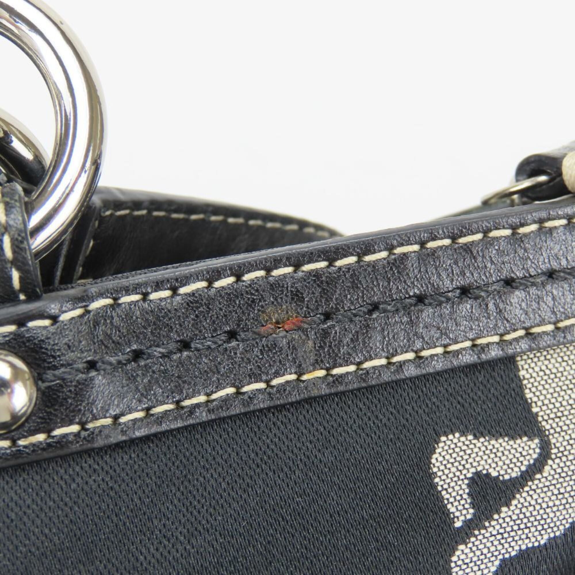 Coach Black Gray Canvas Leather Tote Bag (Pre-Owned)