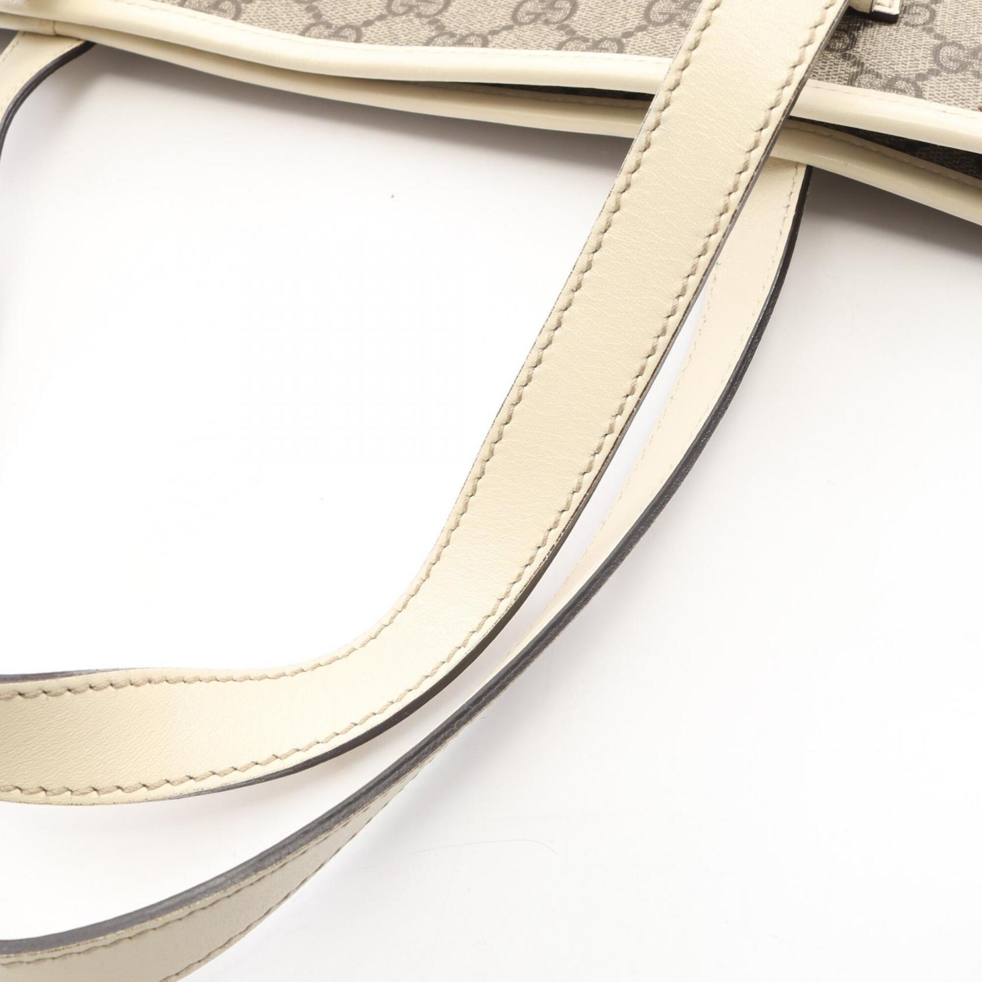 Gucci Beige White Gg Supreme Leather Handbag Tote Bag (Pre-Owned)