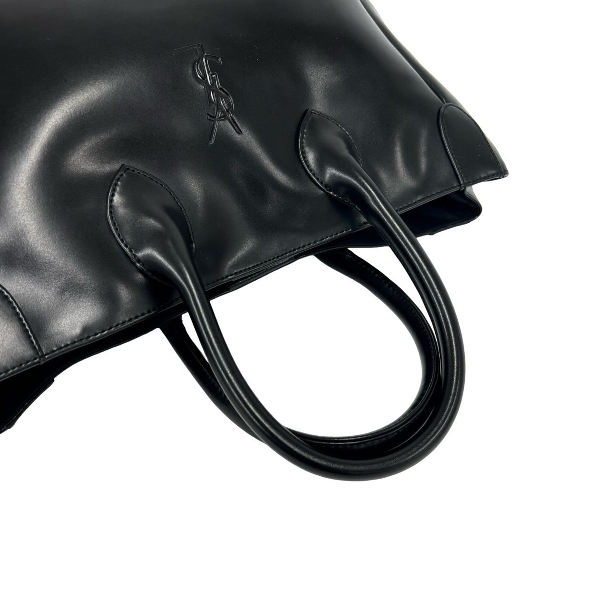 Yves Saint Laurent Black Leather Handbag Tote Bag (Pre-Owned)