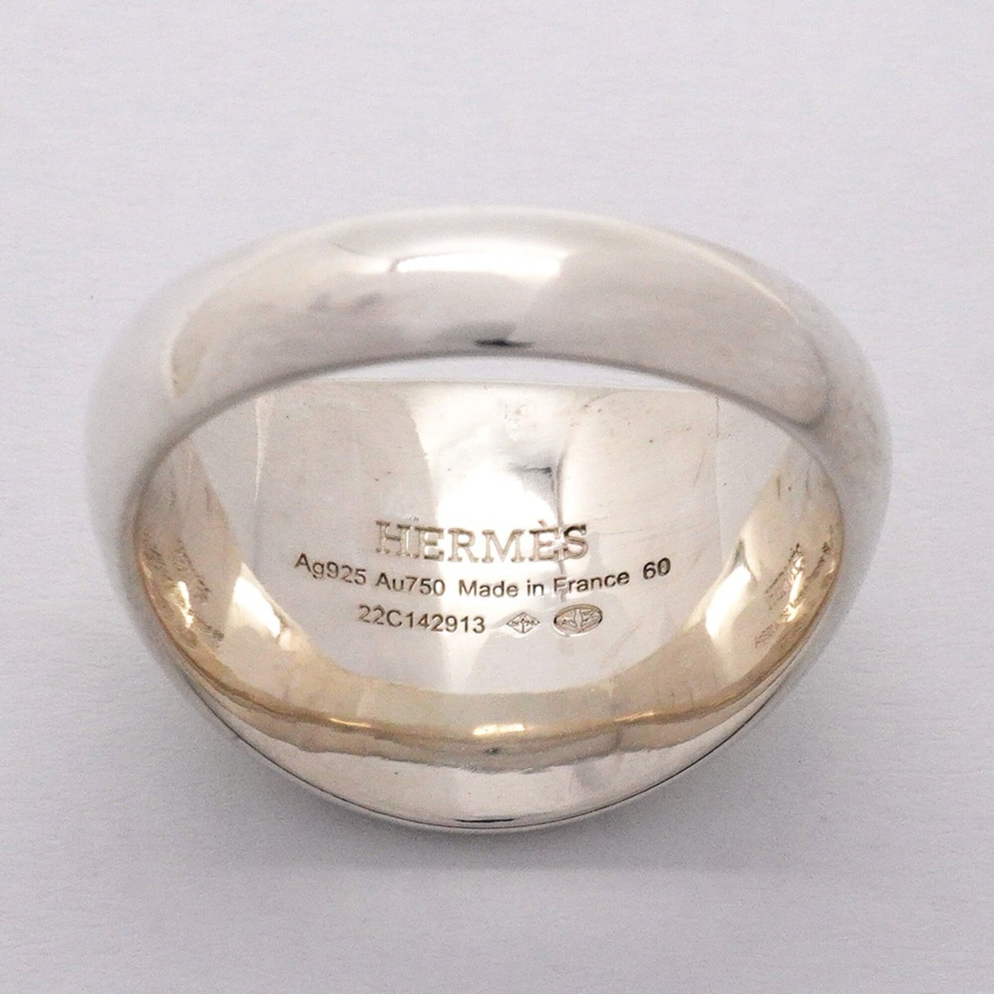 Hermes Pink Gold (18K) Silver 925 Band Ring (Pre-Owned)