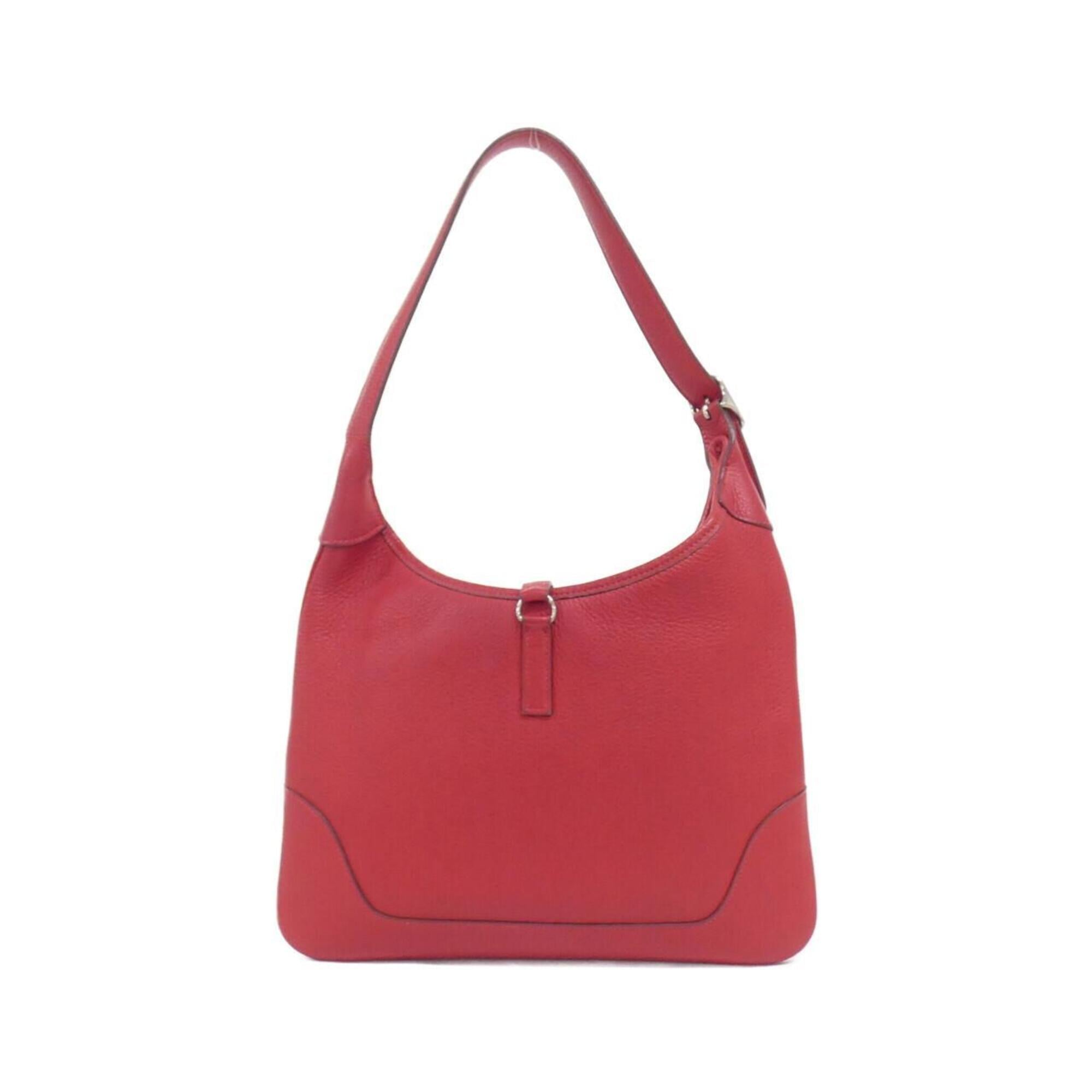 Hermes Trim Rouge Vif Taurillon Clemence Leather Shoulder Bag (Pre-Owned)