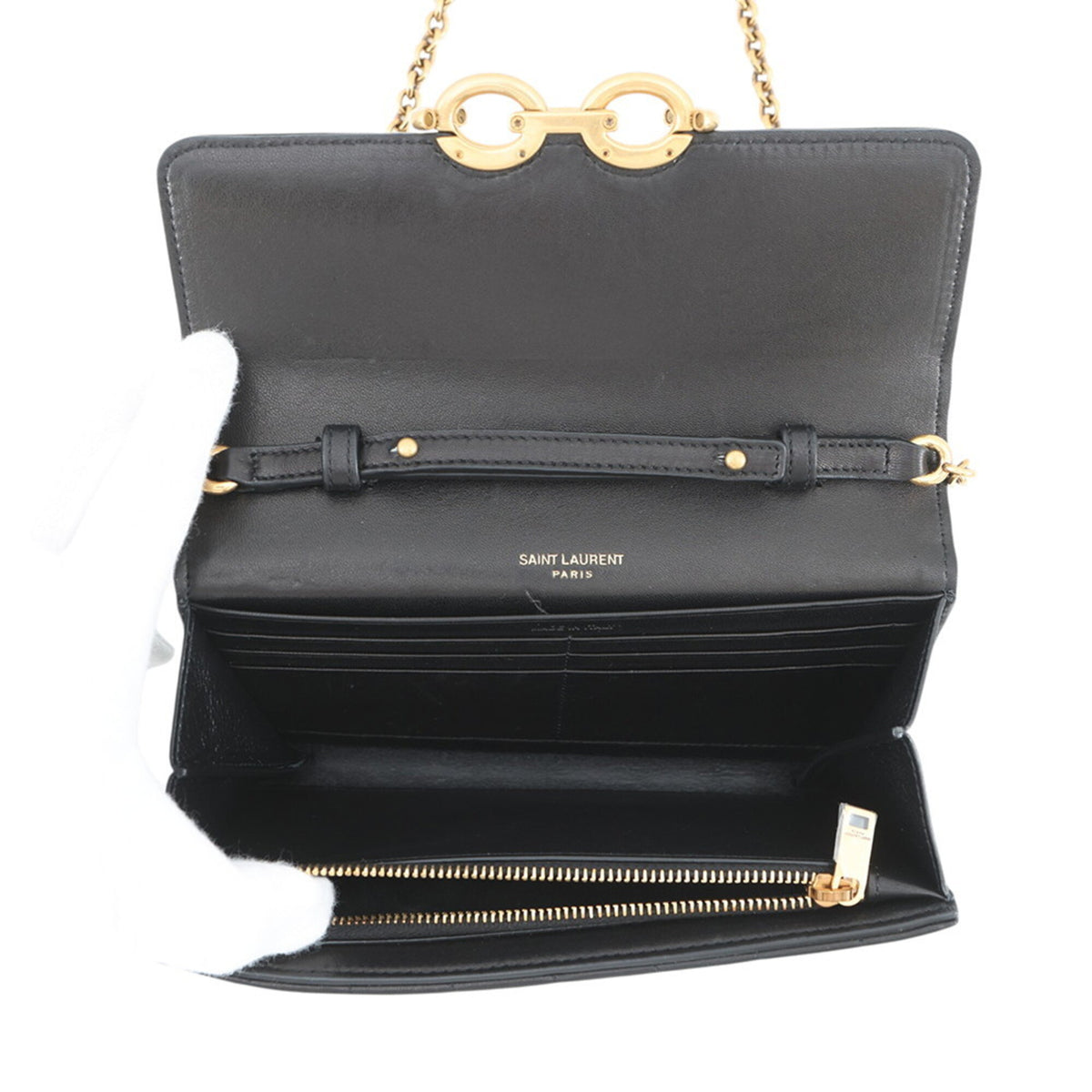 Yves Saint Laurent Black Chain/Shoulder Wallet (Pre-Owned)