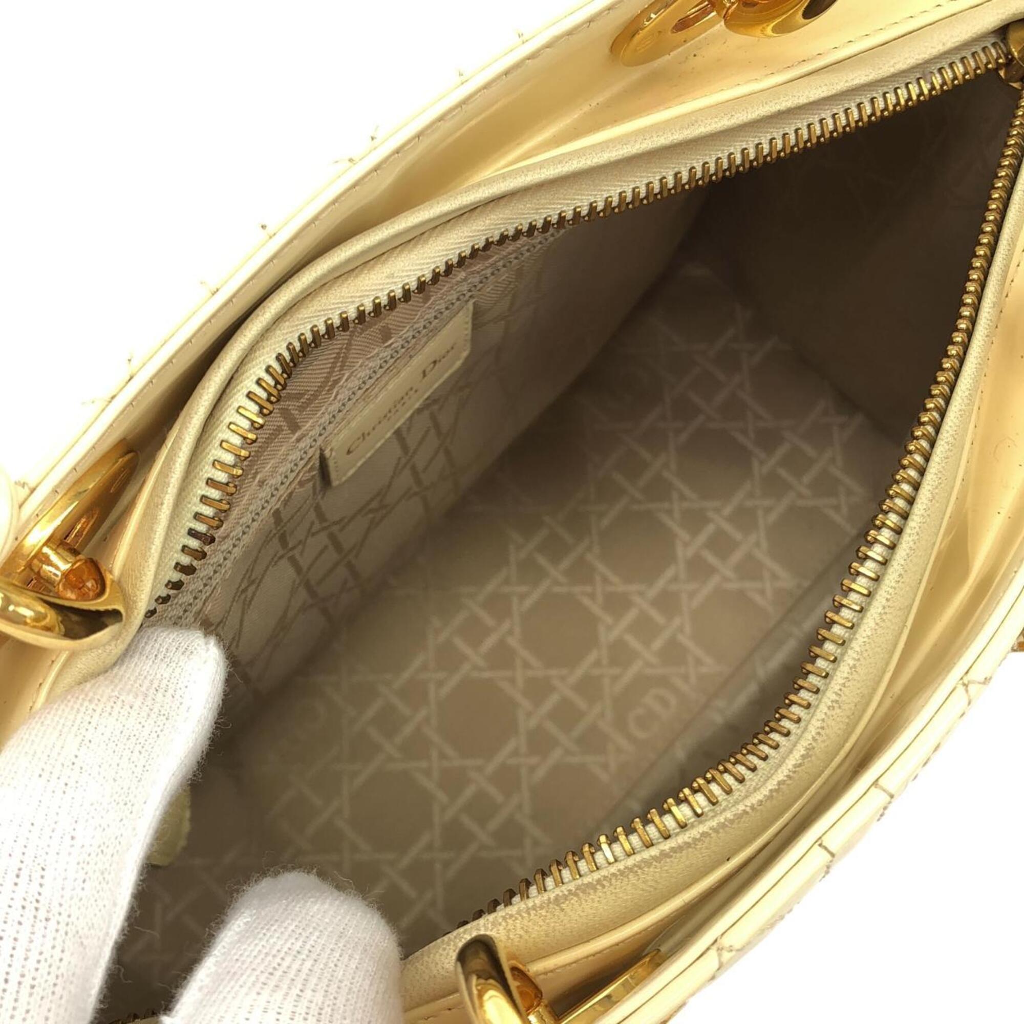Christian Dior Lady Dior Gold Leather Handbag (Pre-Owned)