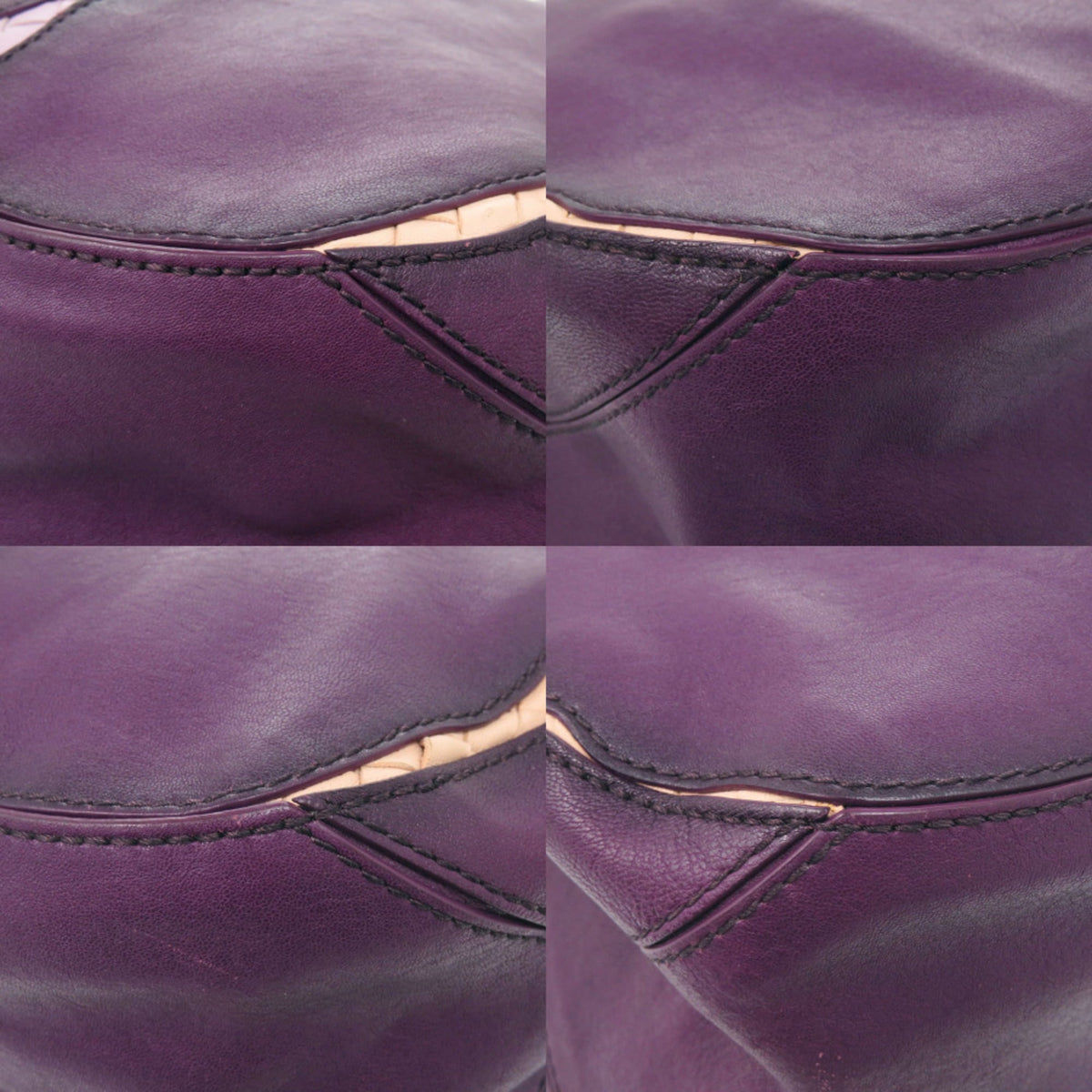 Bottega Veneta Black Purple Leather Handbag (Pre-Owned)