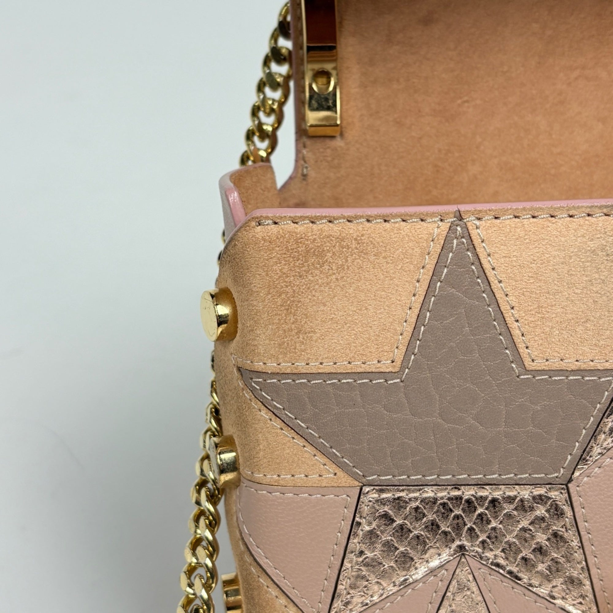 Jimmy Choo Pink Beige Leather Shoulder Bag (Pre-Owned)