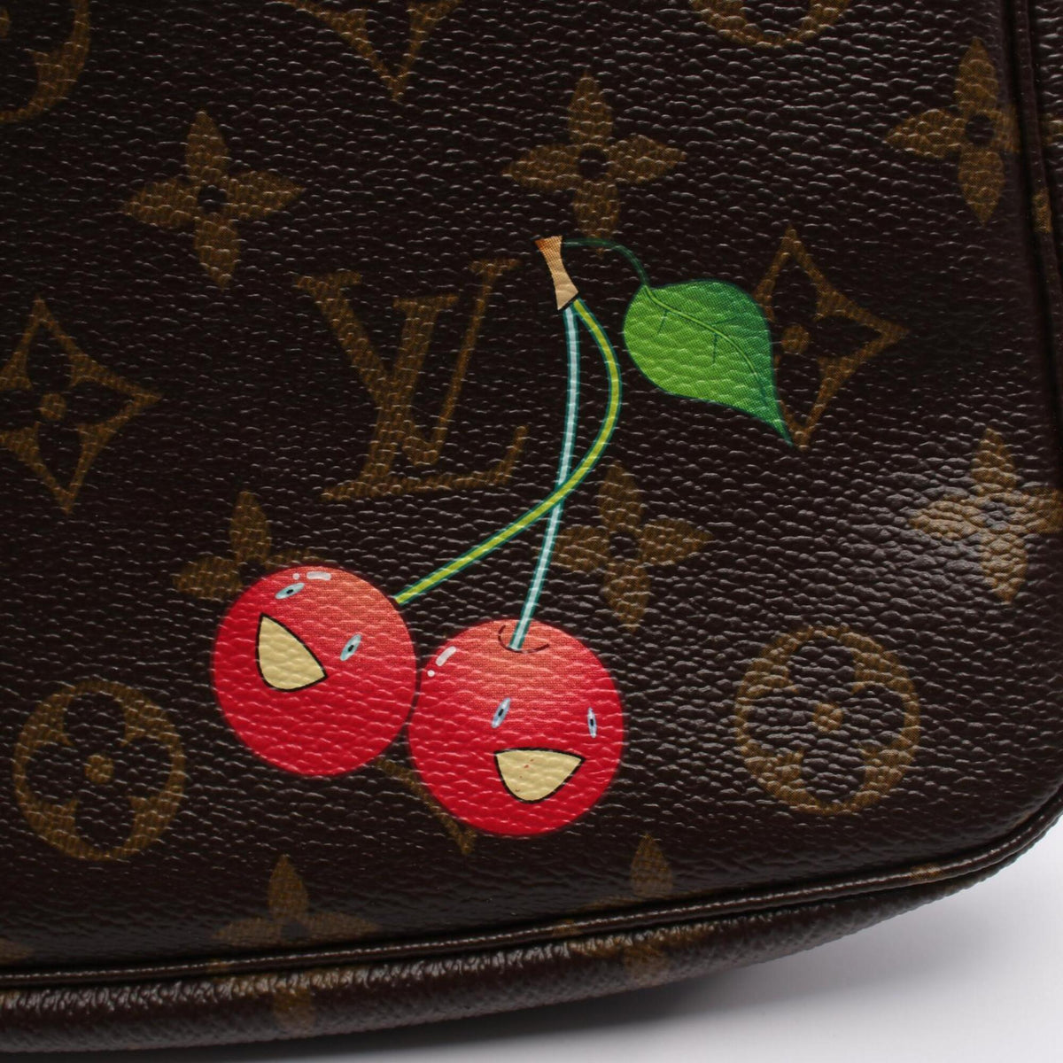 Louis Vuitton Brown Red Color Coated Canvas Leather Handbag Pochette (Pre-Owned)