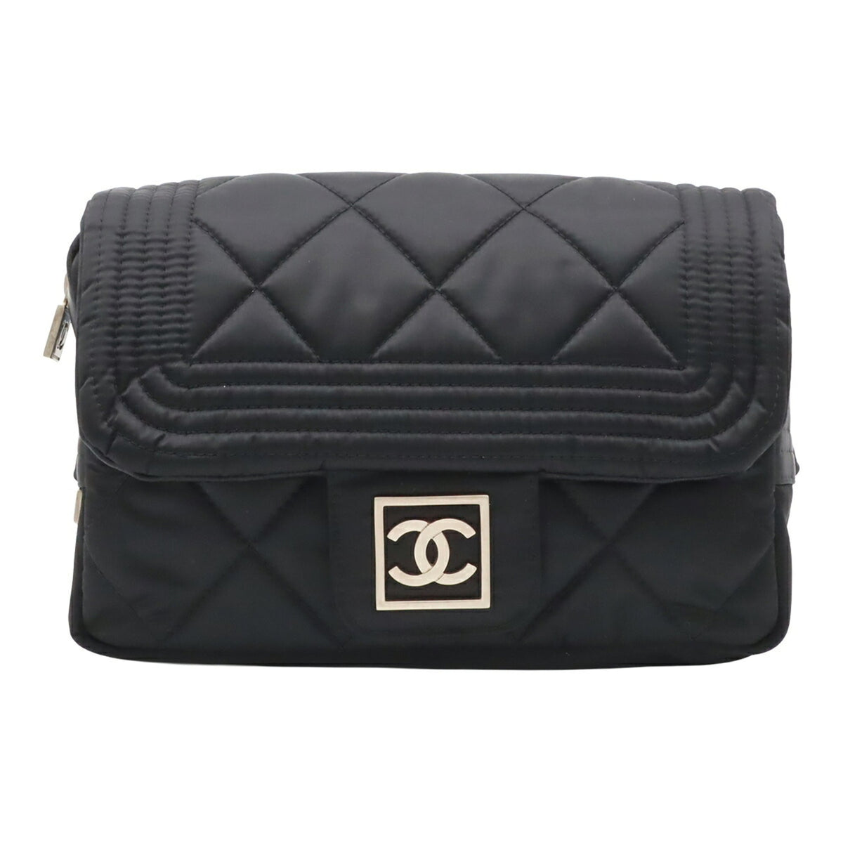 Chanel Black Satin Fanny Pack Pouch (Pre-Owned)