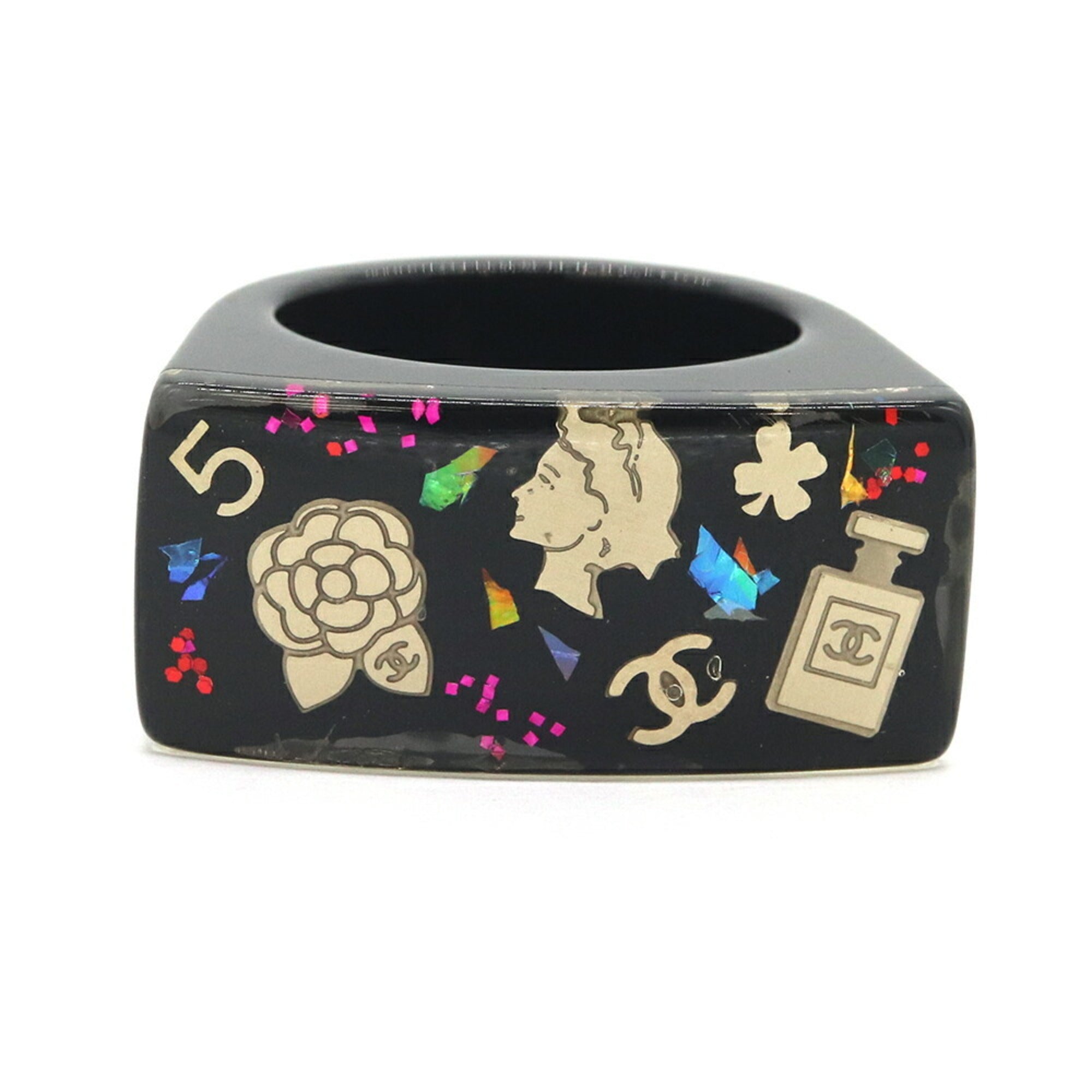 Chanel Black Resin Band Ring (Pre-Owned)