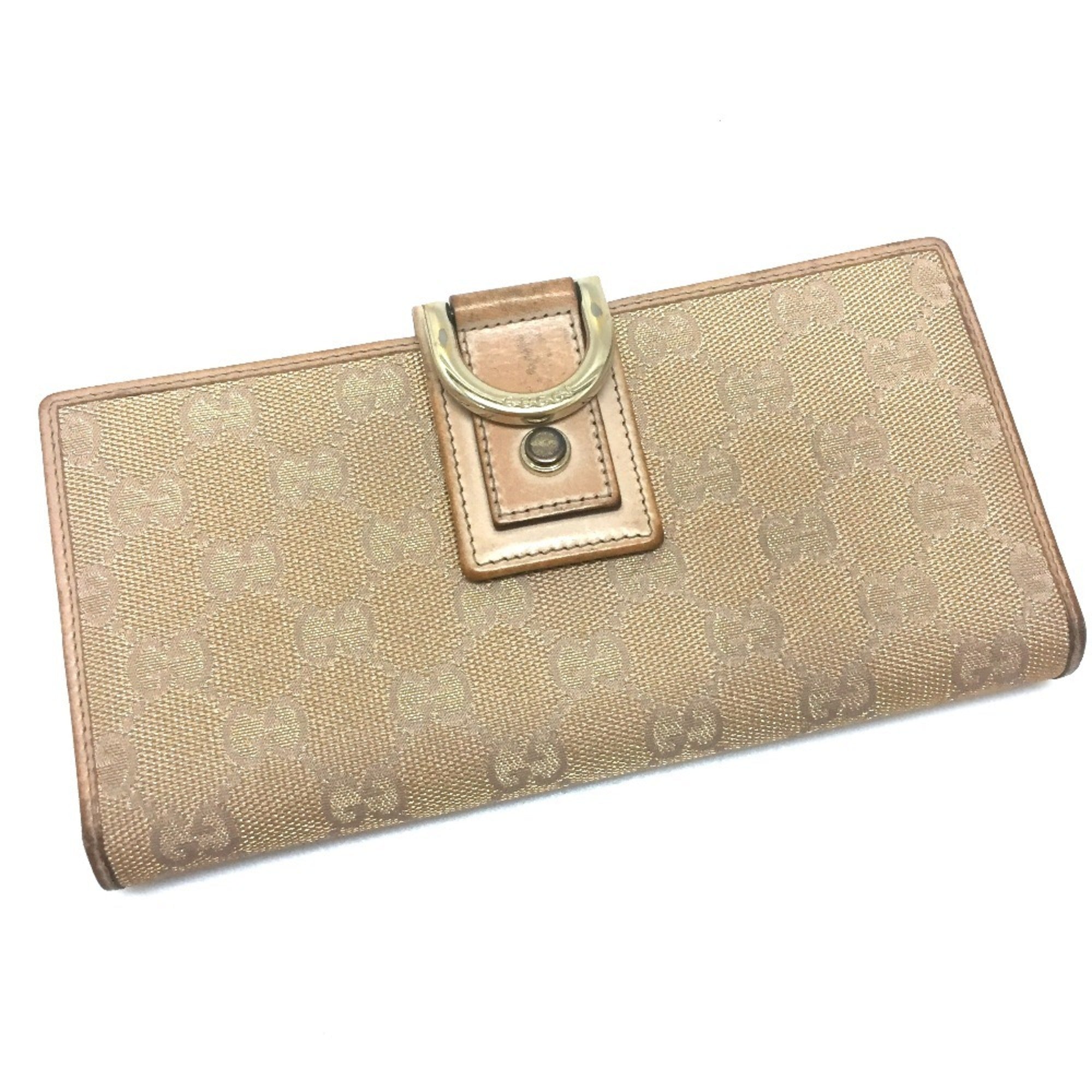 Gucci Pink Beige Gg Canvas Long Wallet (Bi-Fold) (Pre-Owned)