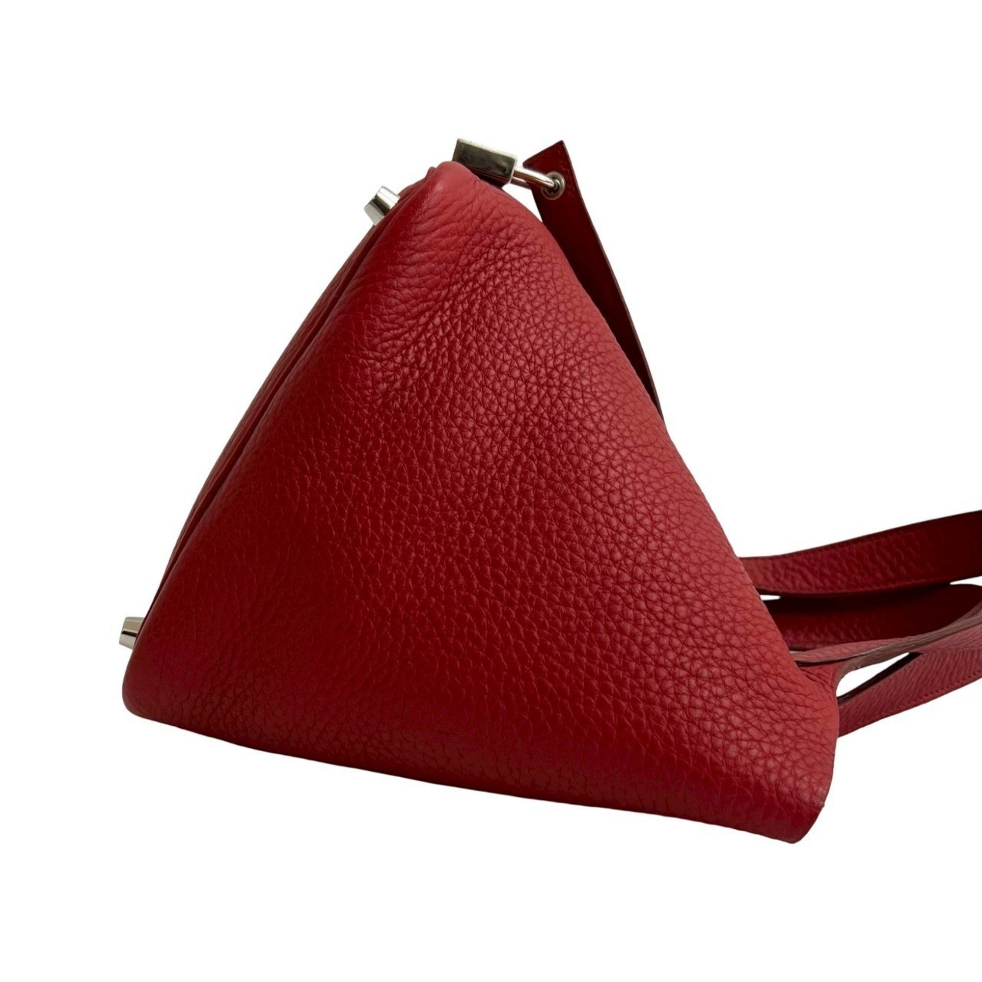 Hermes Red Color Taurillon Clemence Leather Handbag Tote Bag (Pre-Owned)