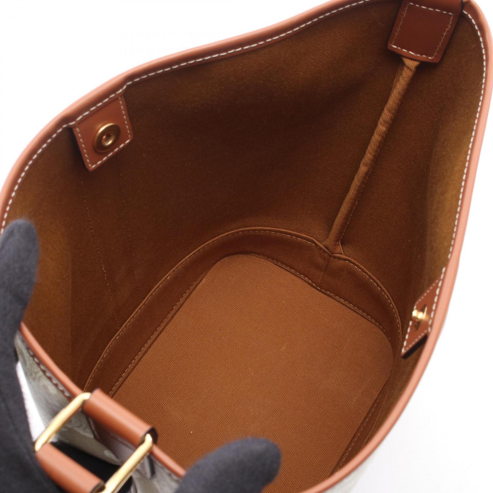 Celine Beige Brown White Coated Canvas Pvc Leather Handbag Shoulder Bag (Pre-Owned)