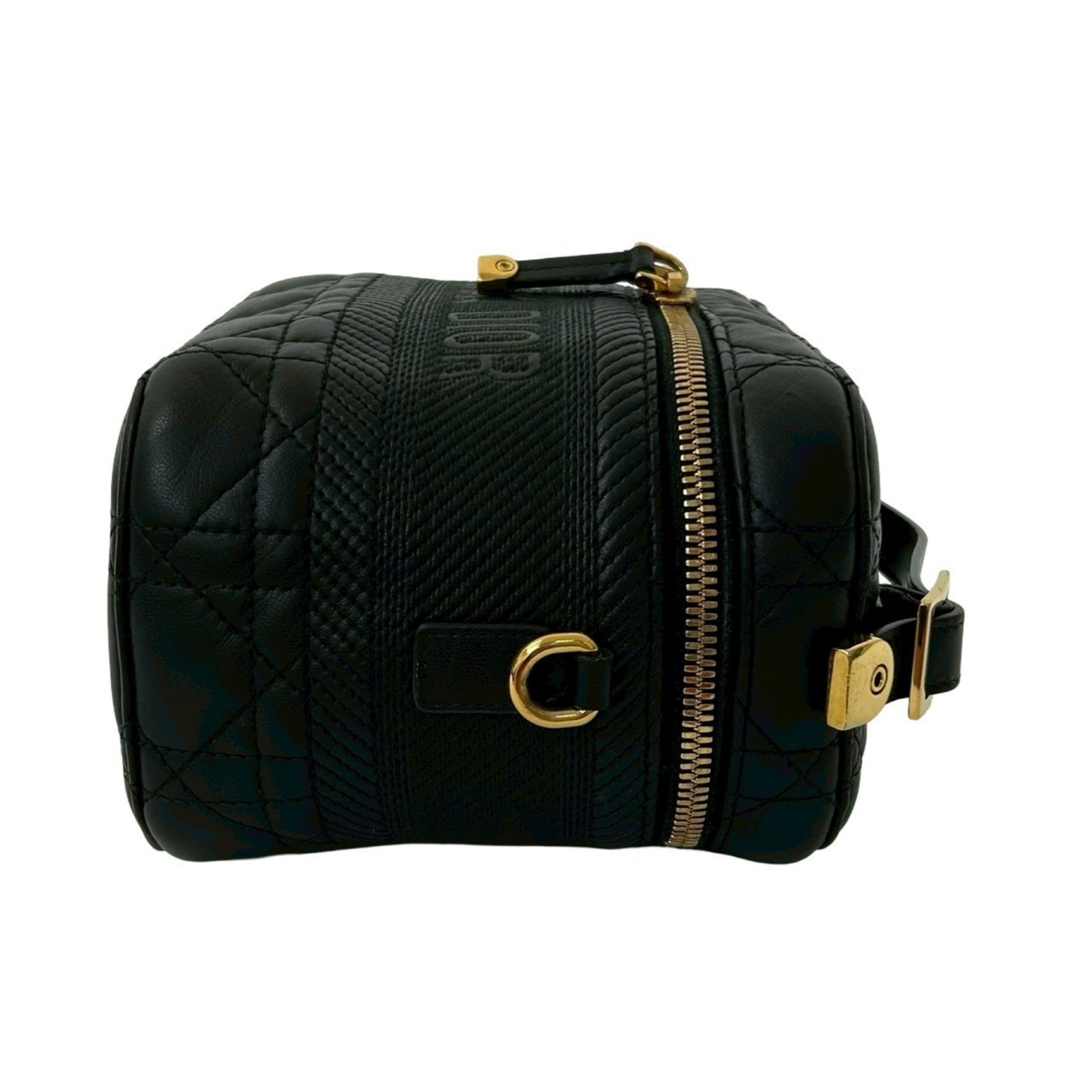 Christian Dior Black Leather Handbag Shoulder Bag Vanity Bag (Pre-Owned)
