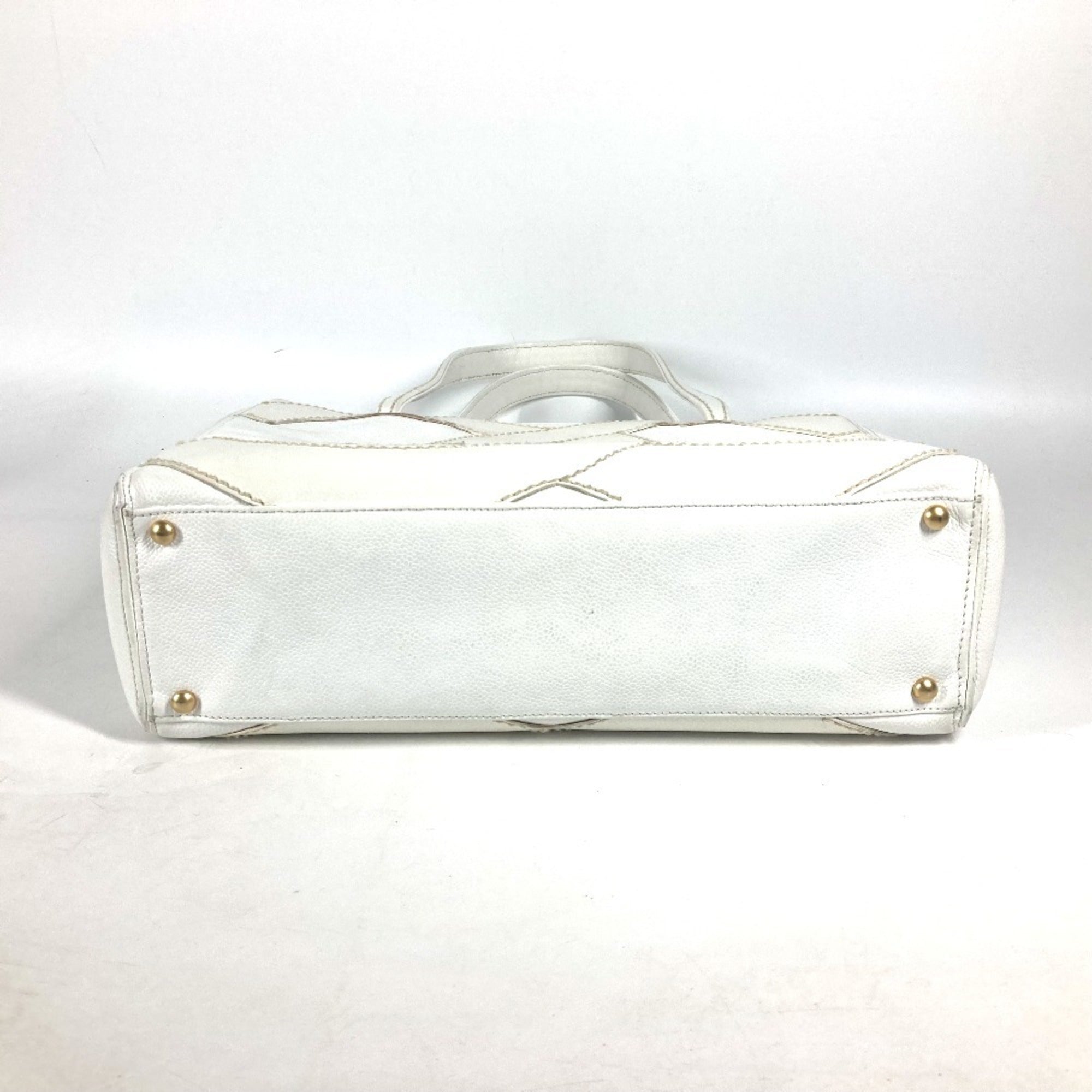 Chanel White Caviar Leather Shoulder Bag Tote Bag (Pre-Owned)