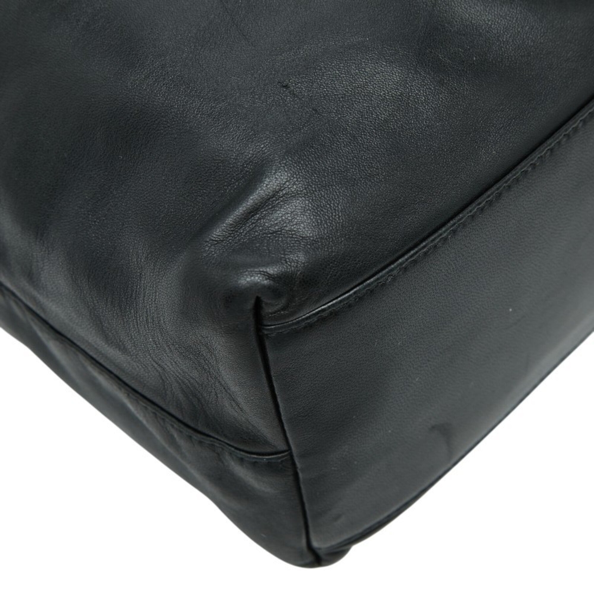 Prada Black Leather Plastic Handbag Tote Bag (Pre-Owned)