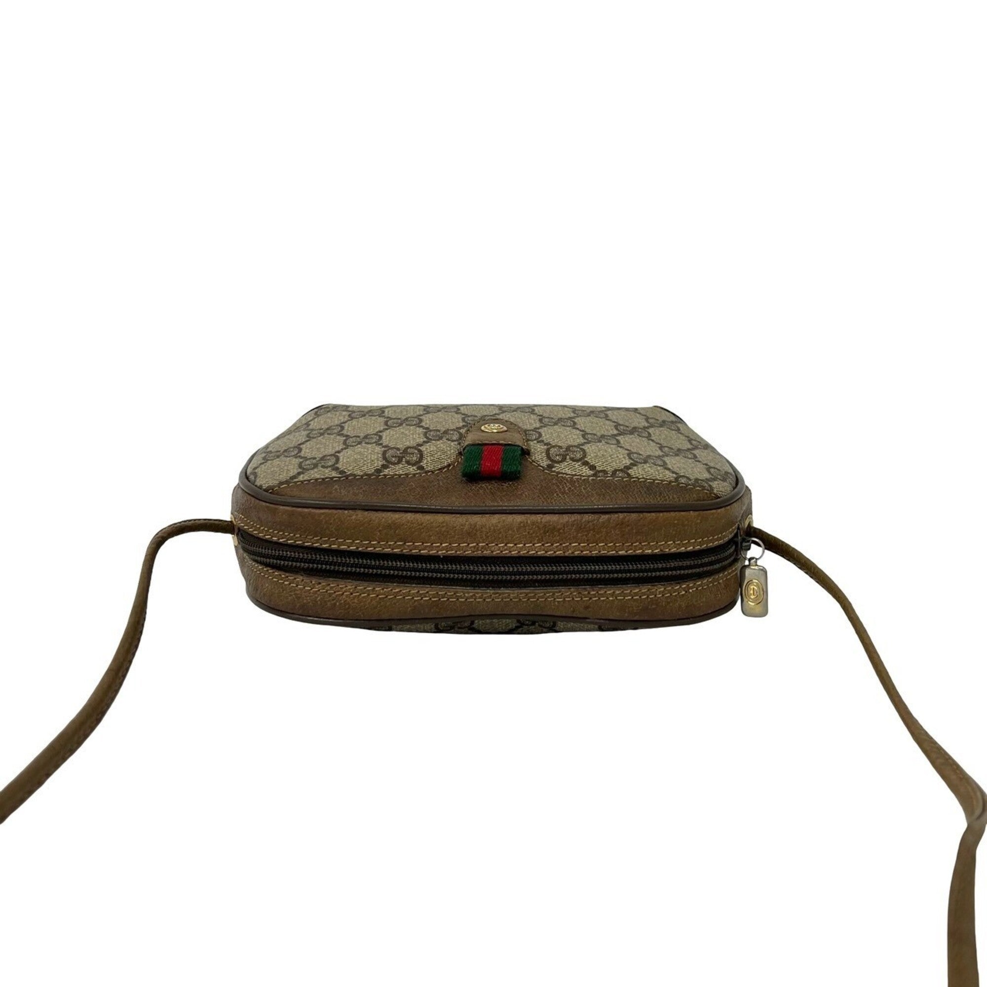 Gucci Brown Green Red Color Leather Pvc Pochette Shoulder Bag (Pre-Owned)
