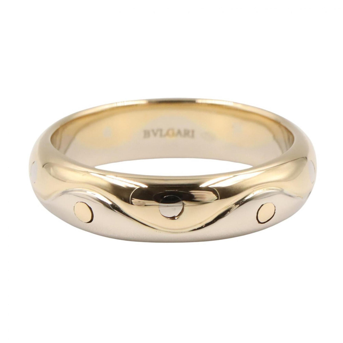 Bvlgari Gold Silver Yellow Gold (18K) White Gold (18K) Band Ring (Pre-Owned)