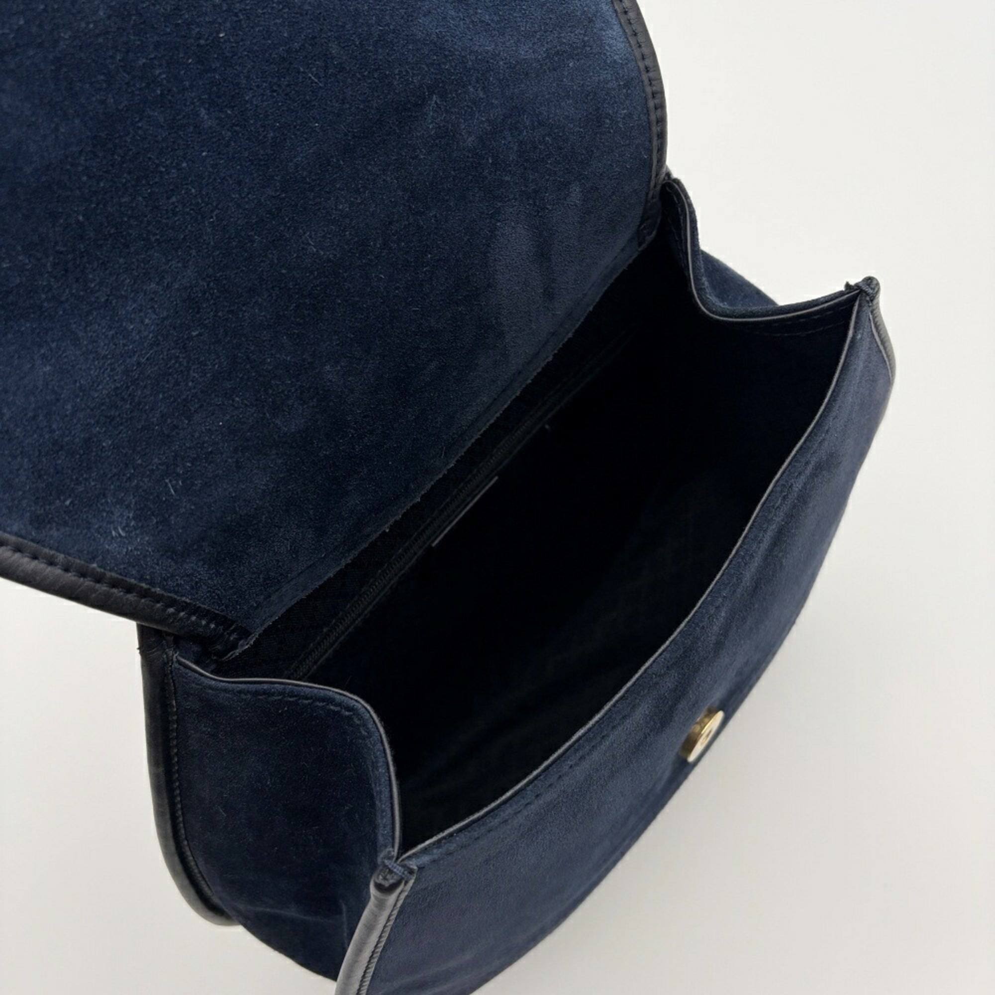Gucci Navy Suede Leather Shoulder Bag Sling Bag (Pre-Owned)