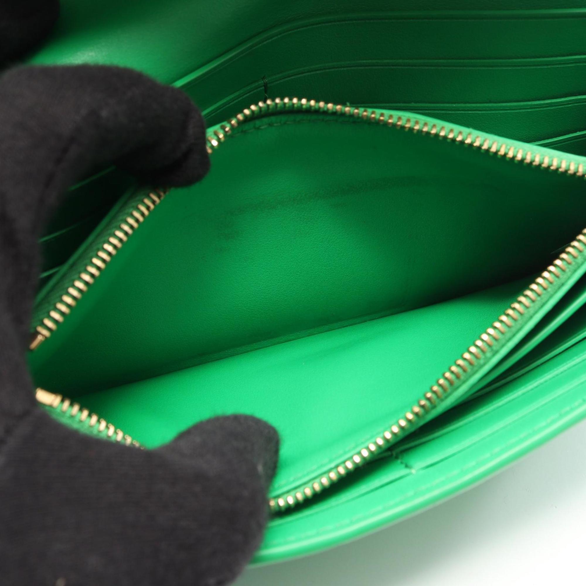 Bottega Veneta Green Leather Long Wallet (Bi-Fold) (Pre-Owned)