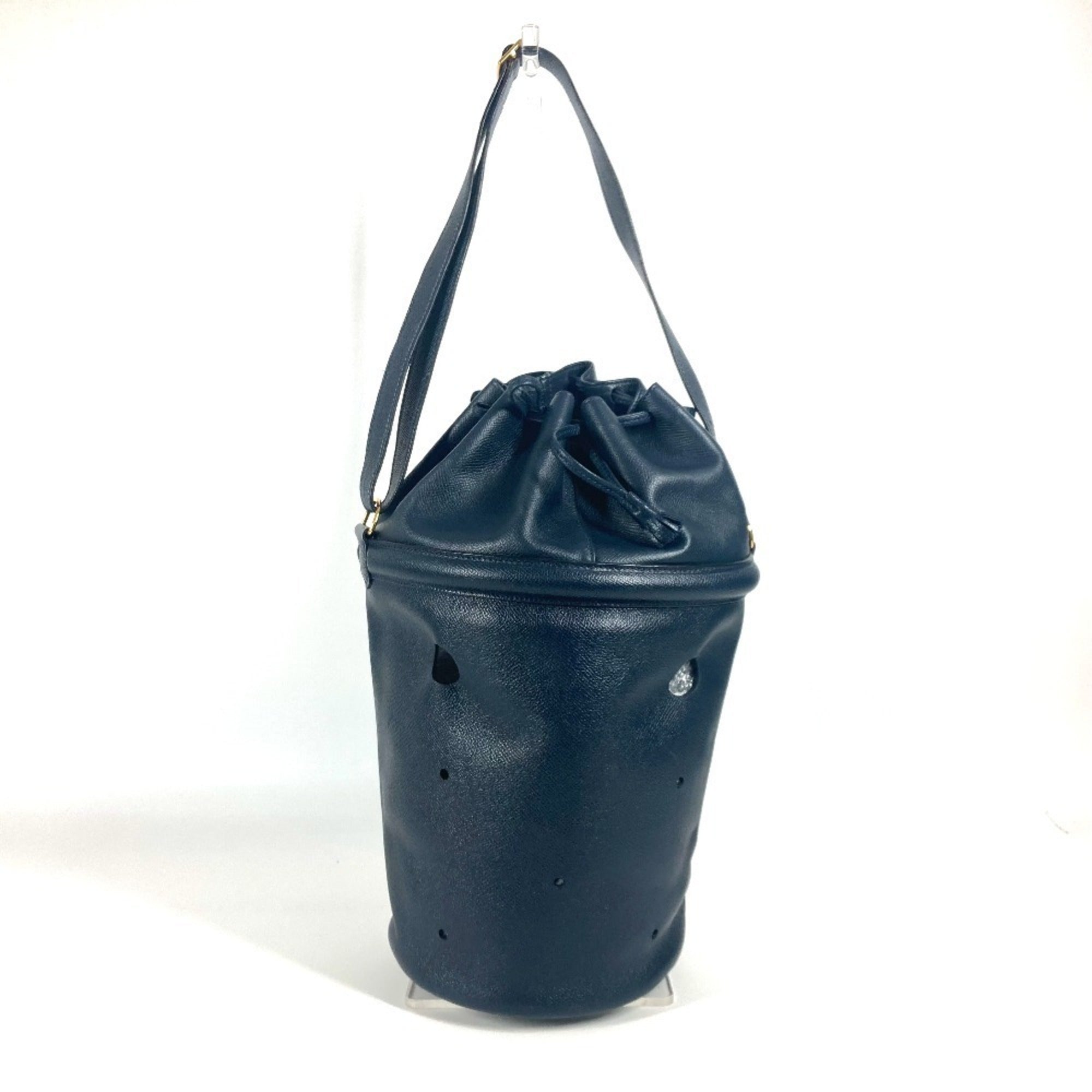 Hermes Navy Leather Shoulder Bag (Pre-Owned)
