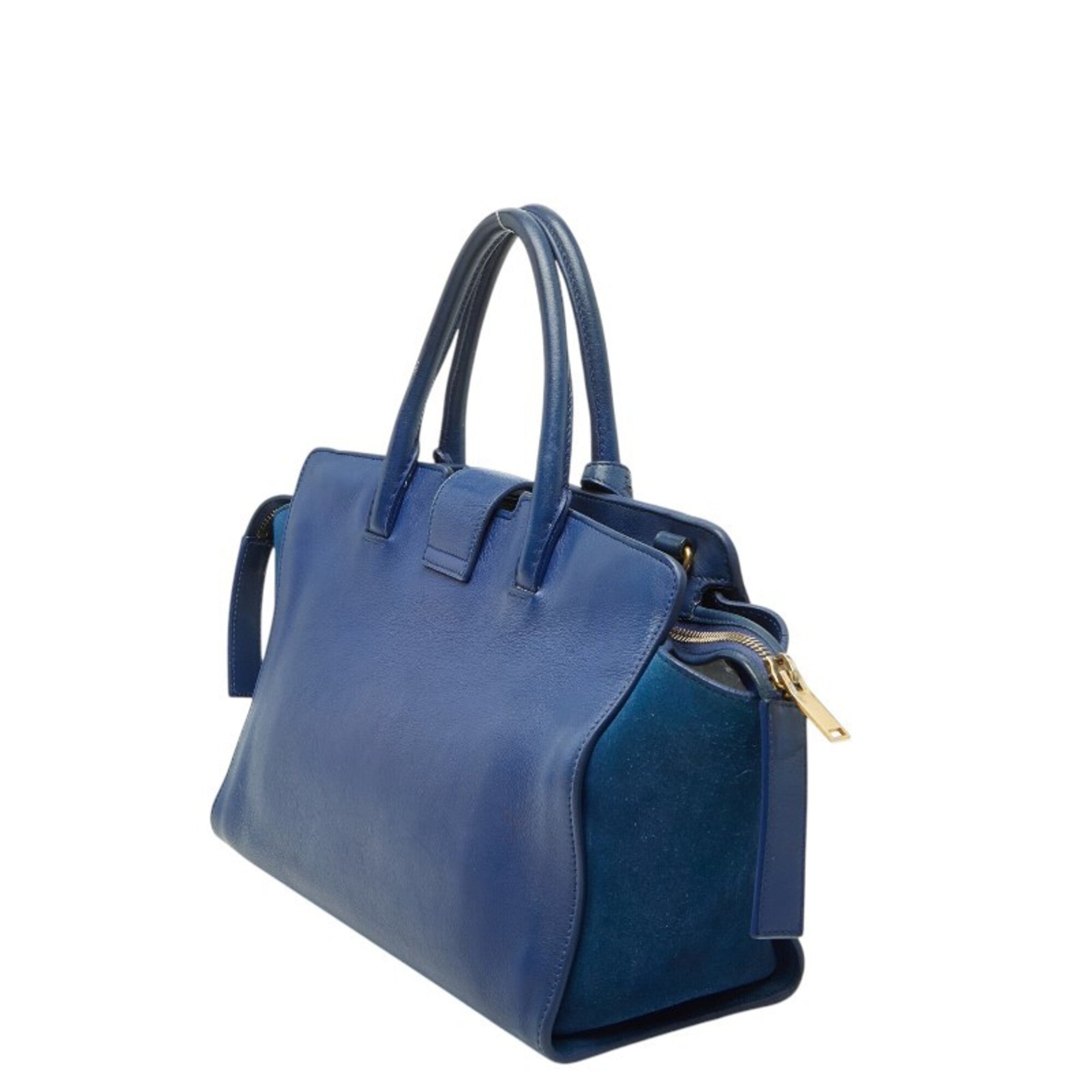 Saint Laurent Blue Leather Suede Handbag Shoulder Bag (Pre-Owned)