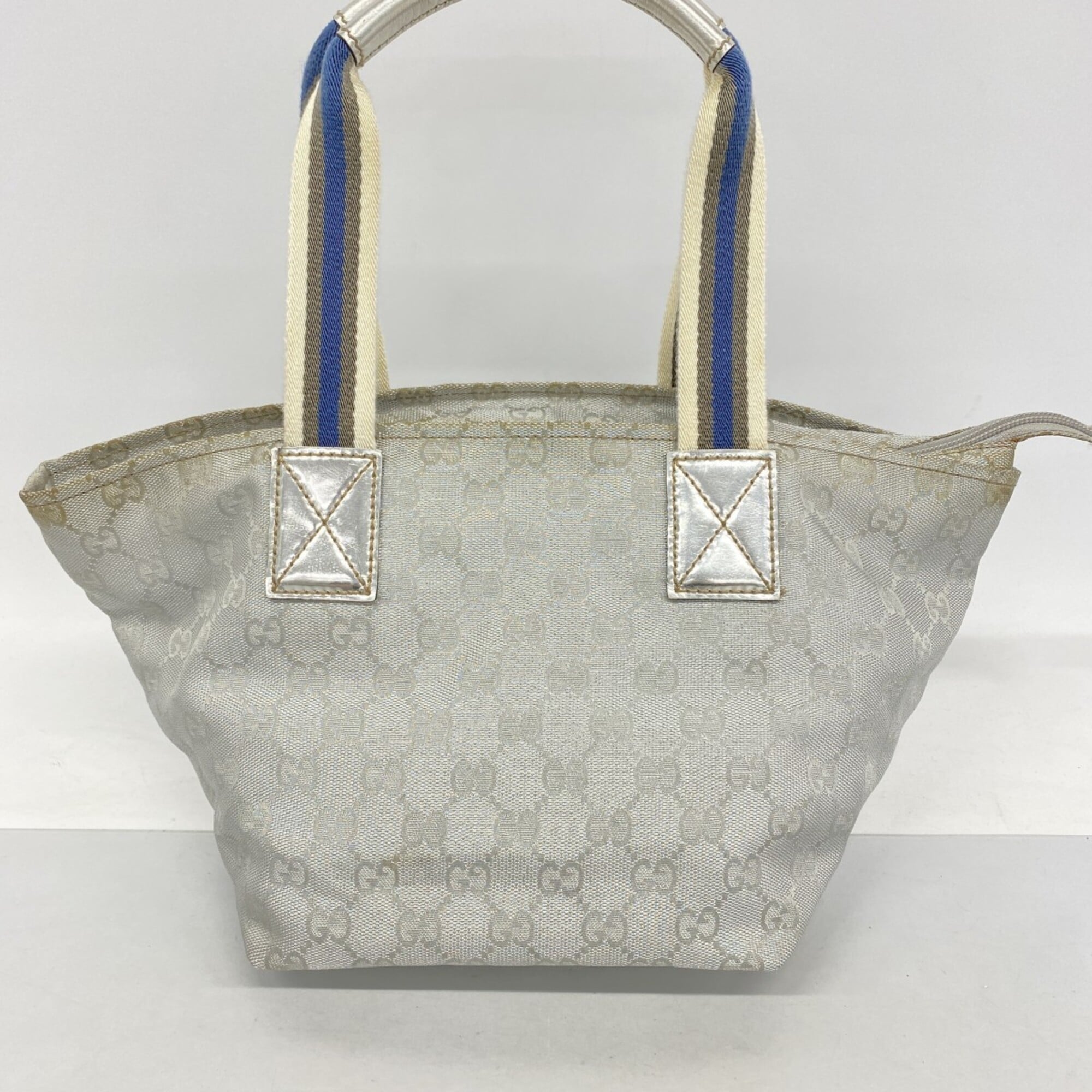 Gucci Silver Nylon Canvas Handbag (Pre-Owned)