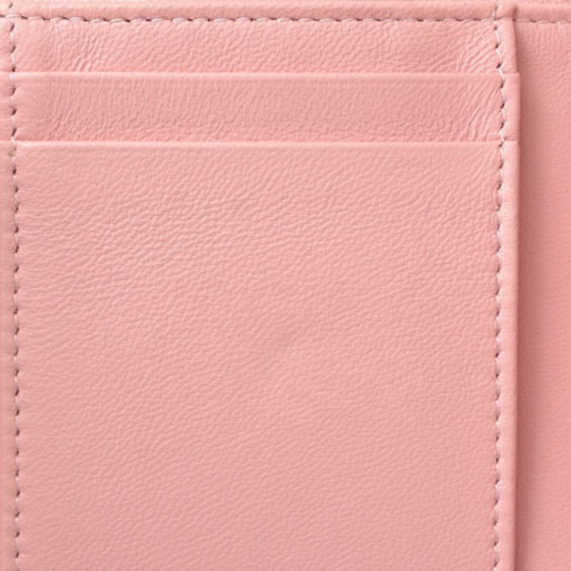 Chanel Pink Leather Wallet (Tri-Fold) (Pre-Owned)
